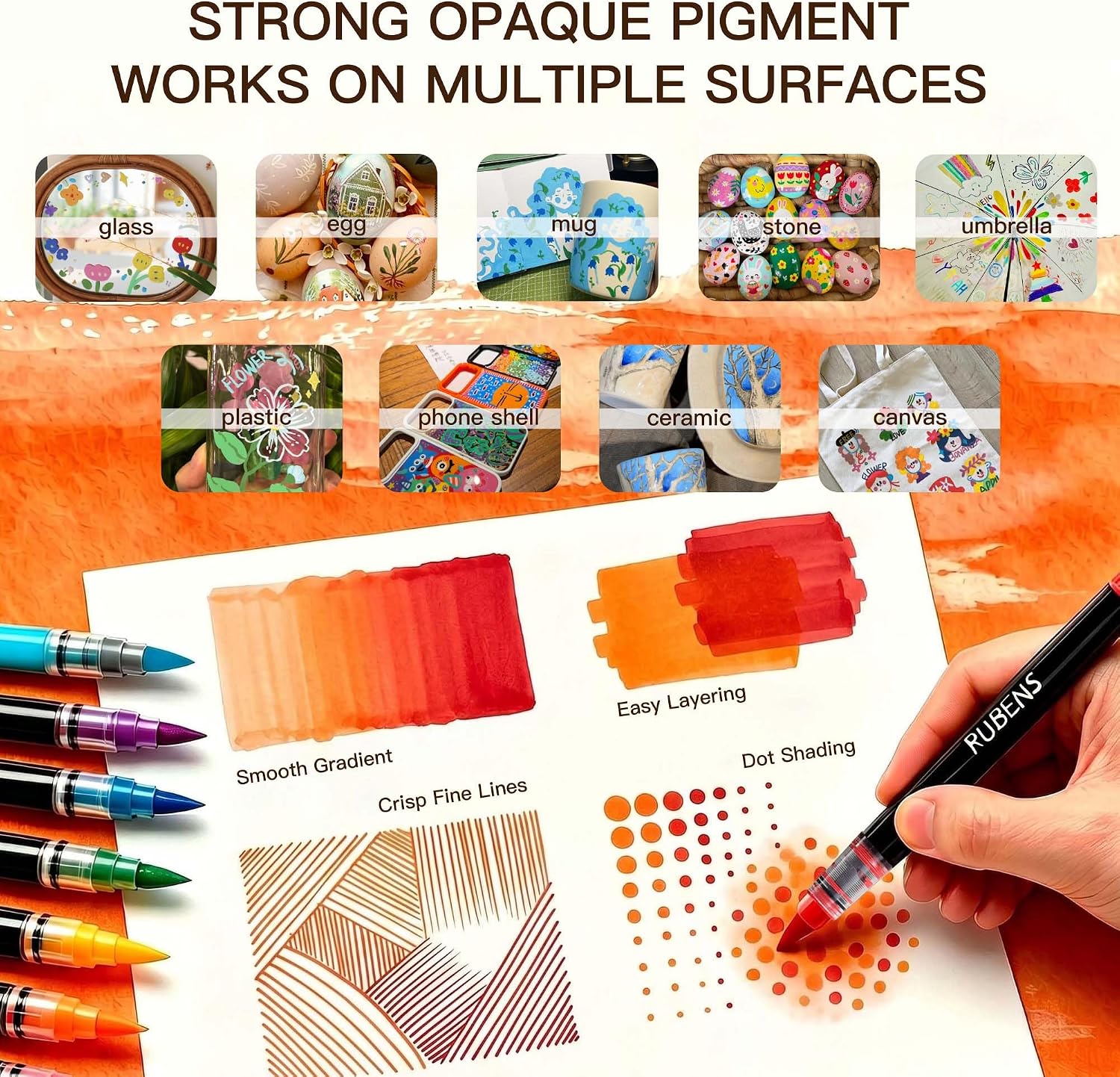 US Fulfillmen - Paul Rubens 48 Colors Acrylic Paint Markers with Canvas Bag
