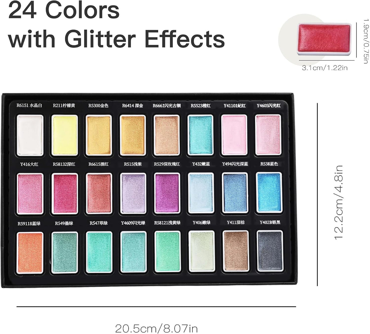 US Fulfillment - Paul Rubens Metallic Watercolor Paint Set 24/36/48/72 Colors, High Pigment