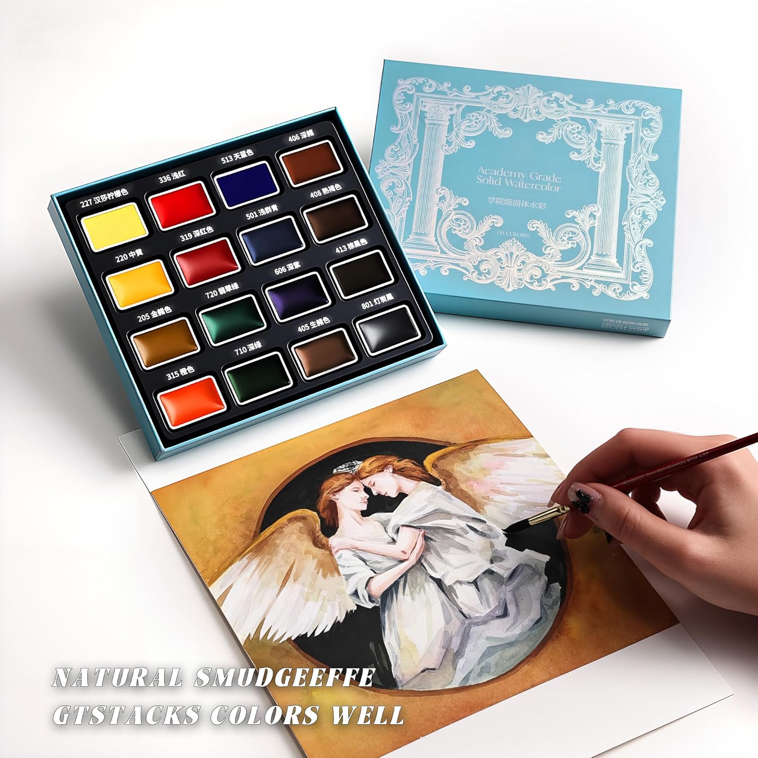US Fulfillment - rubens Watercolor Paint Set 16 / 24 Colors, Full Pan Solid Artist Watercolors with Removable &amp; Refillable Pans, Highly Pigmented Watercolor, Portable Art Painting Set for Beginner, Artist, Adults