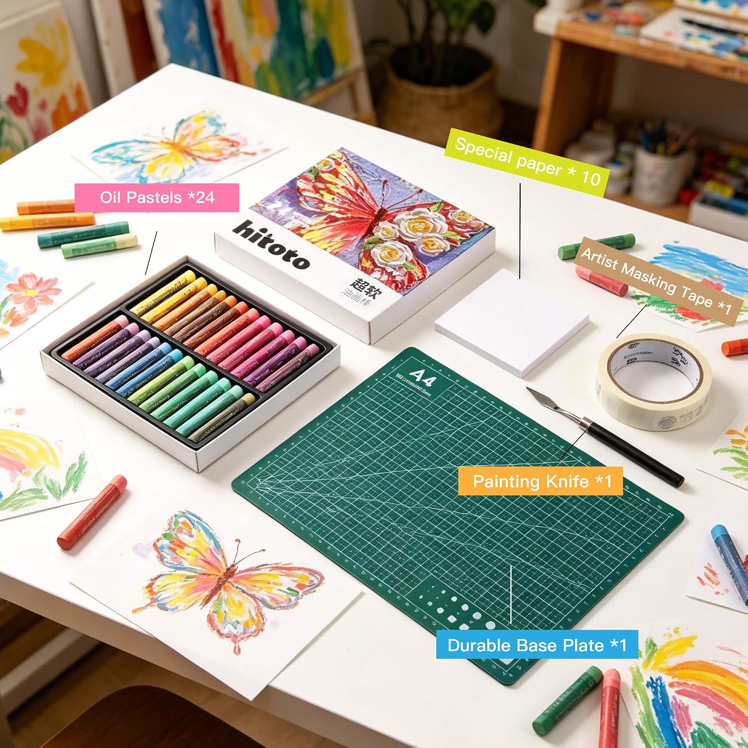 US Fulfillmen - Paul Rubens Oil Pastels Set of 48 Colors, Creamy & Easy Blending - 24 / 36  / 48 Colors / 48 Colors Set /  | 24 / 36 / 48 Macaron Colors | 24 / 48 Macaron Colors Set