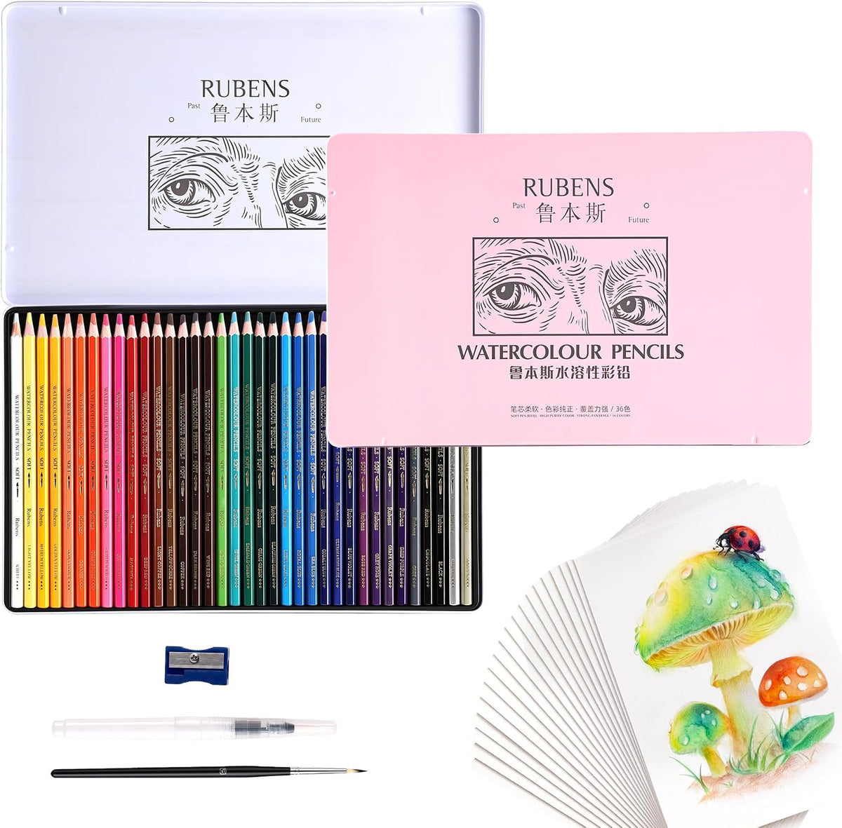 US Fulfillment - Paul Rubens Watercolor Pencils Set 36 / 48 Colors, 71-Piece Kit