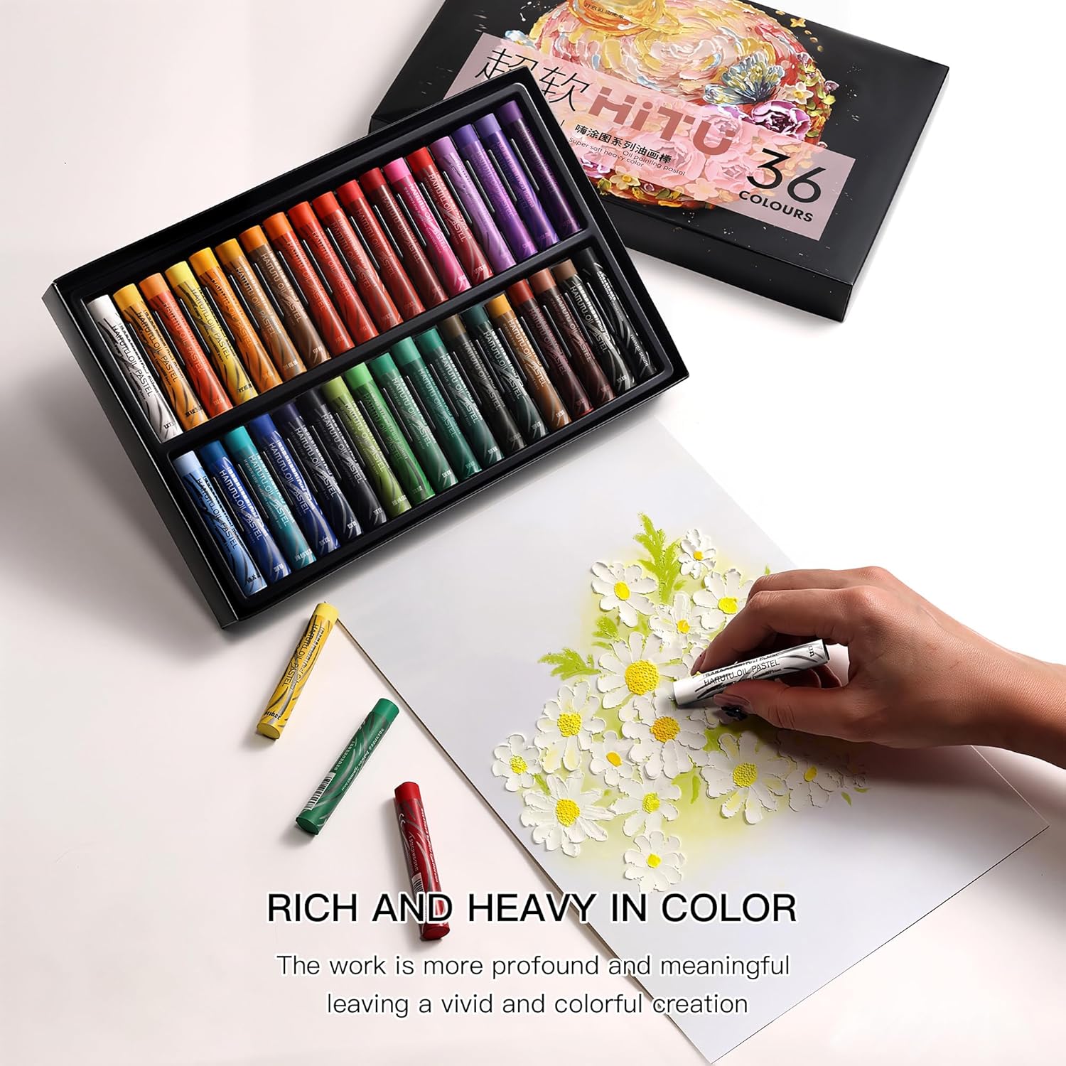US Fulfillment - rubens Soft Oil Pastels Set ( 24 / 36 /48 colors )  (24 / 36 / 48 Macaron Colors), Creamy Texture Oil Pastelss for Drawing. Blending, Dreamy Art Supplies Gift for Adult, Beginners, Artists