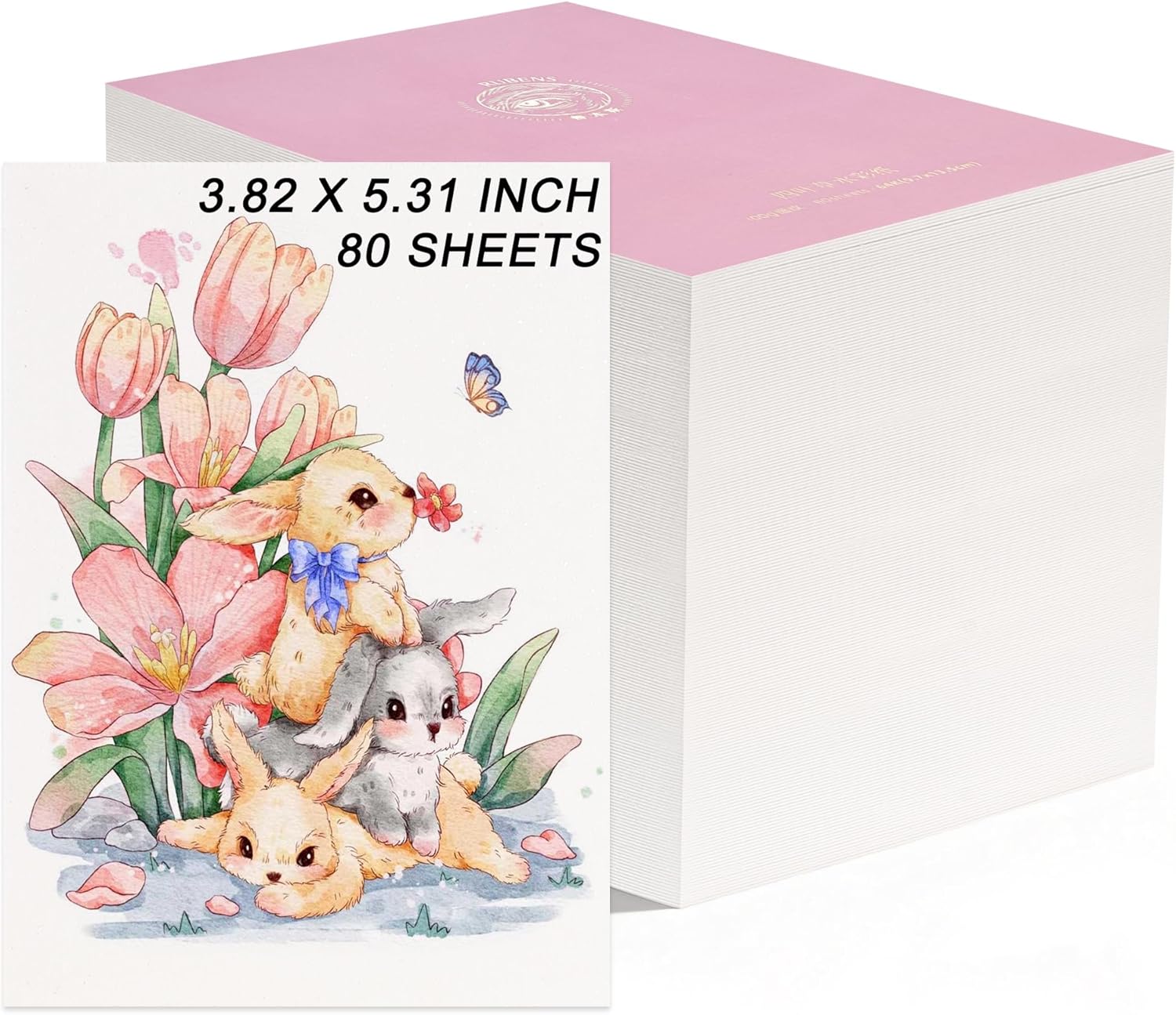 Paul Rubens Portable Travel Watercolor Paper Block 80 Sheets 3.81x5.31in Hot Press 140lb 100% Cotton