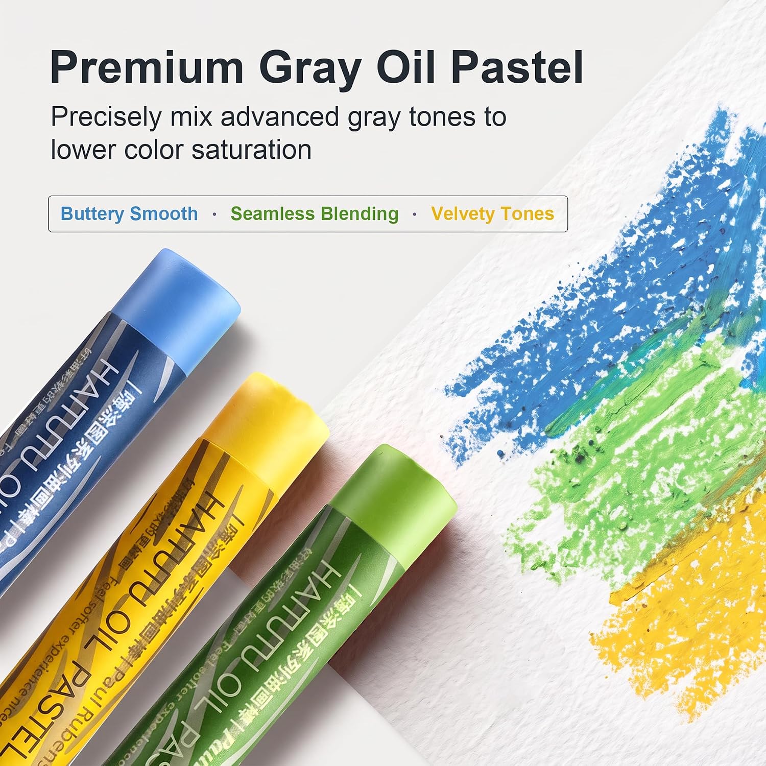 US Fulfillment - Paul Rubens Oil Pastels Set of 36 Muted Gray Colors, Creamy & Blendable
