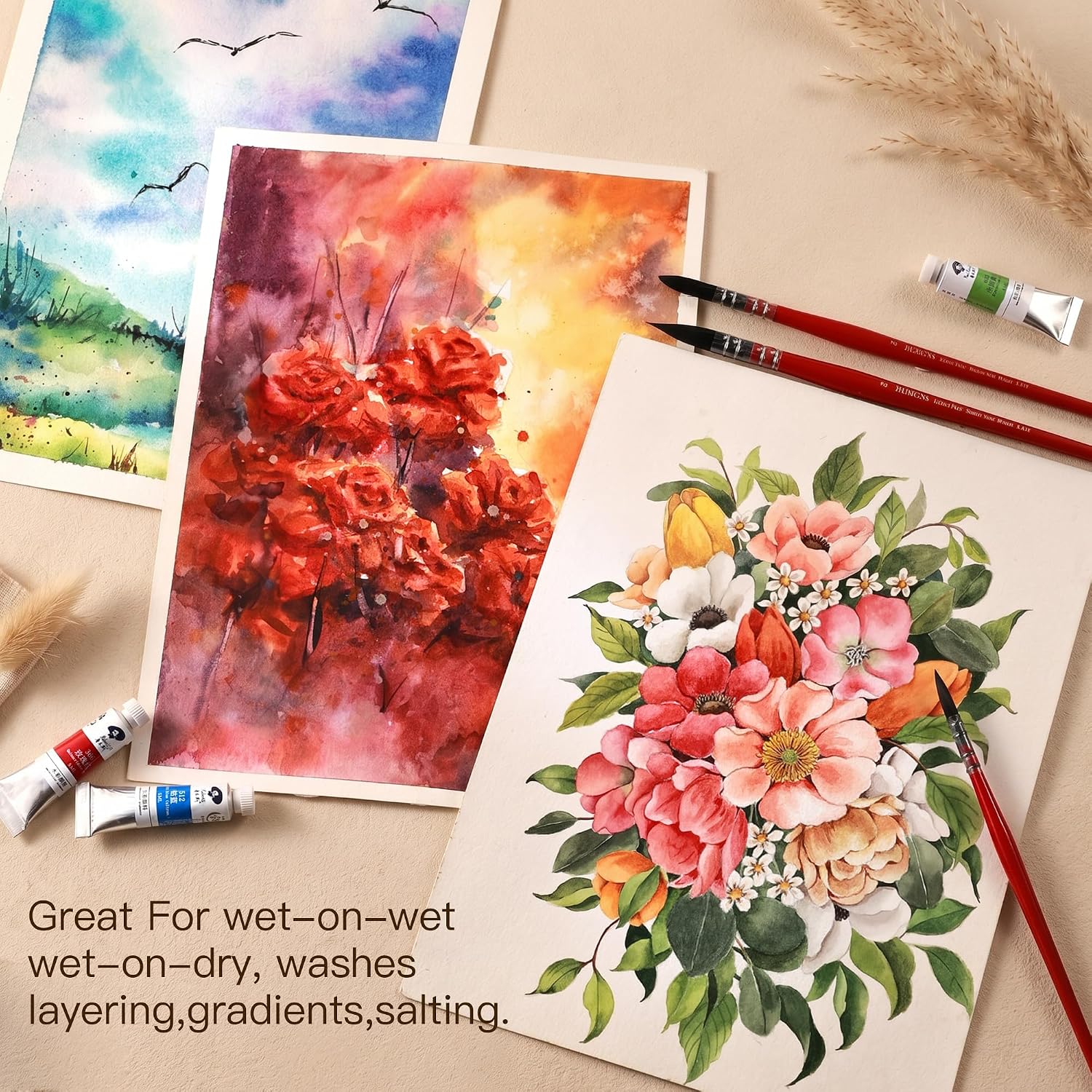 US Fulfillmen - Paul Rubens Artist Watercolor Paint Set, 6 Colors 5ml Tubes, Ideal for Travel