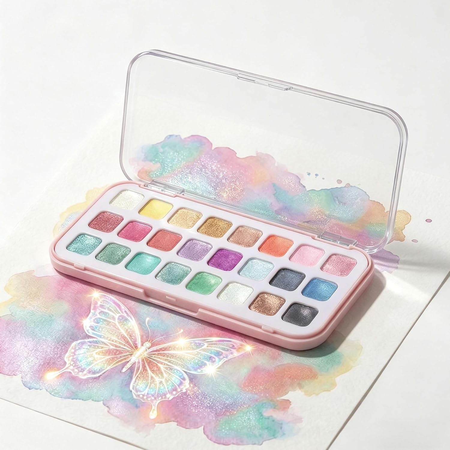 US Fulfillment - rubens Metallic Watercolor Paint Set 24 / 48 Colors - Professional Shimmer Watercolor Paints with High Pigment Density, Portable Travel Set for for Beginner, Artist &amp; Adults