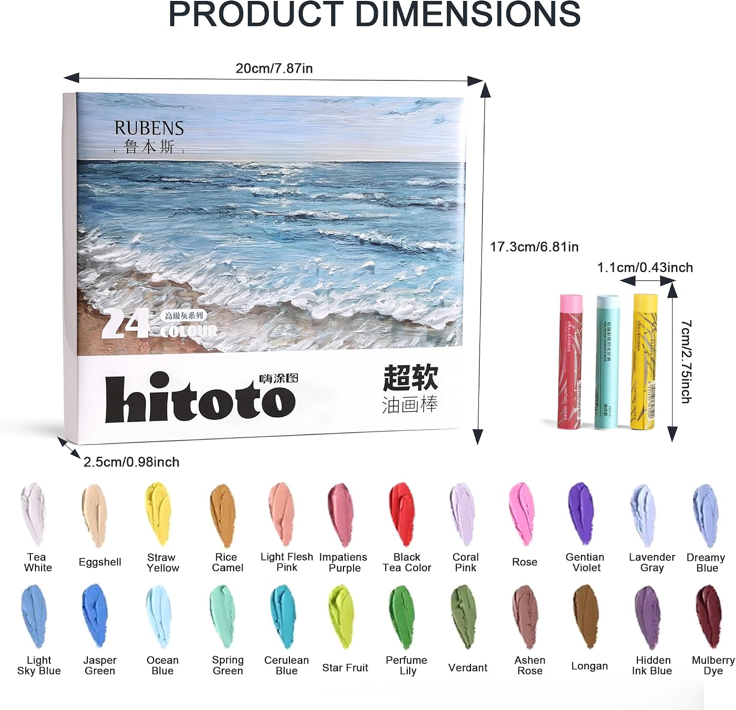 US Fulfillment - Paul Rubens Oil Pastels Set of 36 Muted Gray Colors, Creamy & Blendable