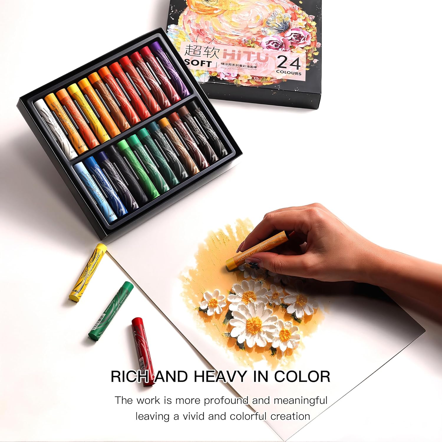 US Fulfillment - rubens Soft Oil Pastels Set ( 24 / 36 /48 colors )  (24 / 36 / 48 Macaron Colors), Creamy Texture Oil Pastelss for Drawing. Blending, Dreamy Art Supplies Gift for Adult, Beginners, Artists