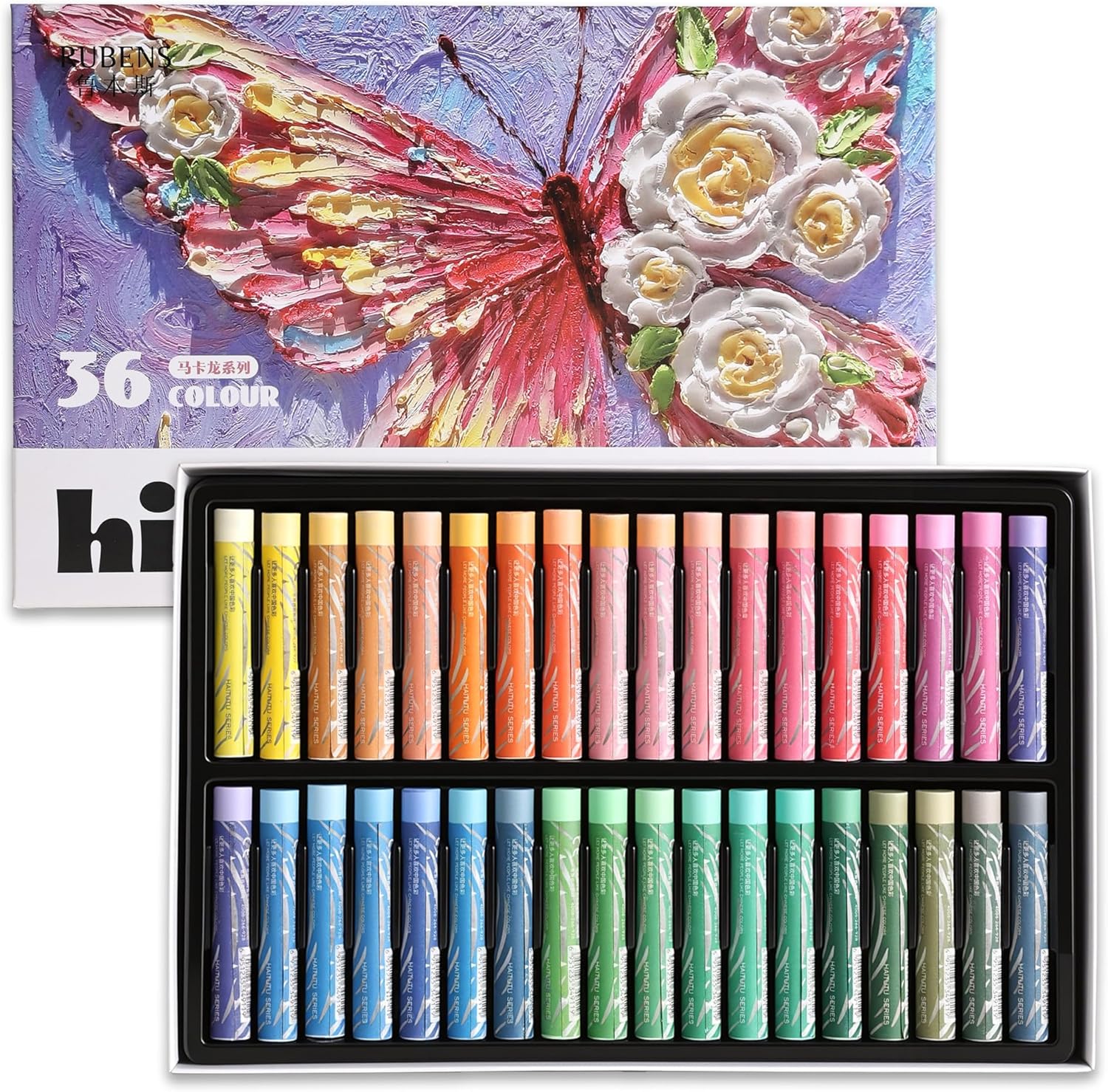 US Fulfillment - rubens Soft Oil Pastels Set ( 24 / 36 /48 colors )  (24 / 36 / 48 Macaron Colors), Creamy Texture Oil Pastelss for Drawing. Blending, Dreamy Art Supplies Gift for Adult, Beginners, Artists