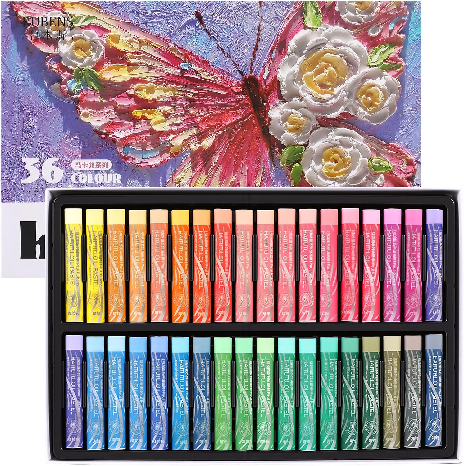 US Fulfillmen - Paul Rubens Oil Pastels Set of 48 Colors, Creamy & Easy Blending - 24 / 36  / 48 Colors / 48 Colors Set /  | 24 / 36 / 48 Macaron Colors | 24 / 48 Macaron Colors Set
