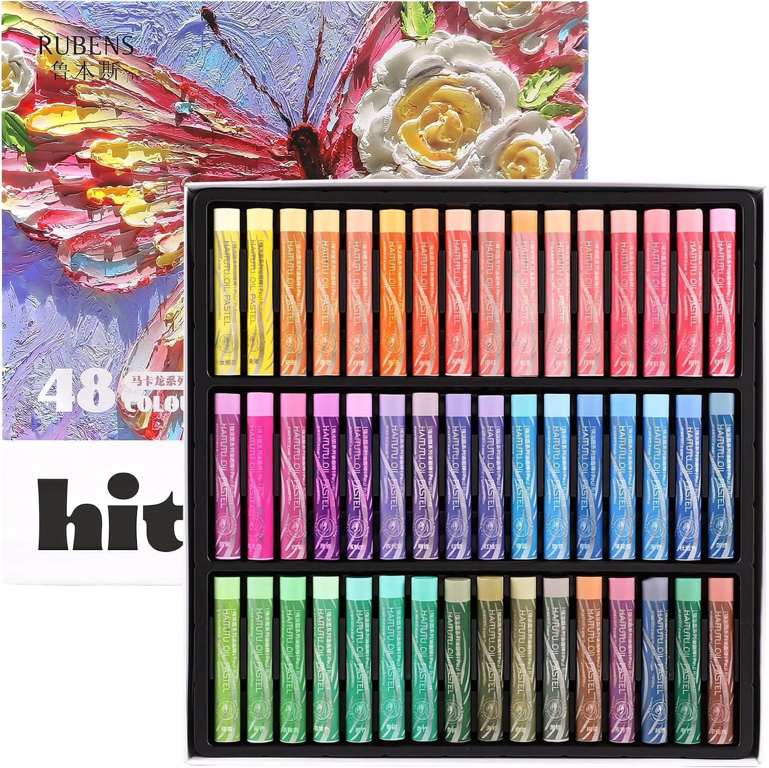 US Fulfillmen - Paul Rubens Oil Pastels Set of 48 Colors, Creamy & Easy Blending - 24 / 36  / 48 Colors / 48 Colors Set /  | 24 / 36 / 48 Macaron Colors | 24 / 48 Macaron Colors Set