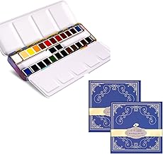 Paul Rubens Cold Press Watercolor Paint Set 24 Colors 14 Sheets (5x5 Organ Style)
