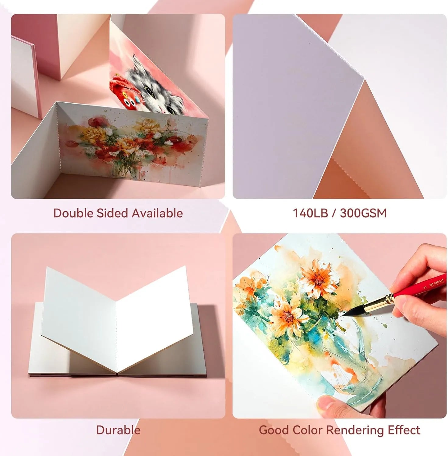 Paul Rubens Pink Organ Style Watercolor Journal