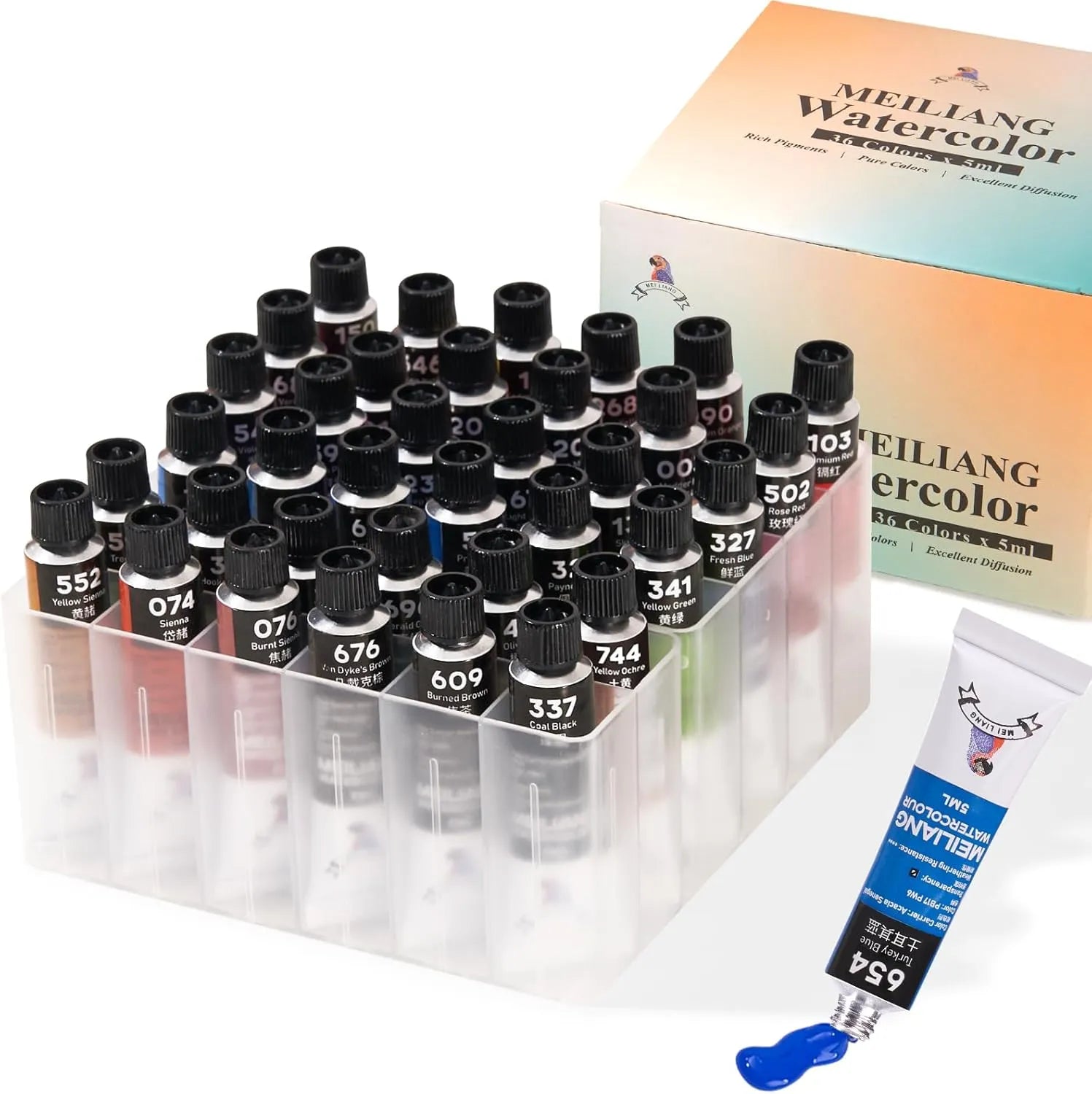 Paul Rubens Watercolor Paint Set 36 Colors with Plastic Storage Box