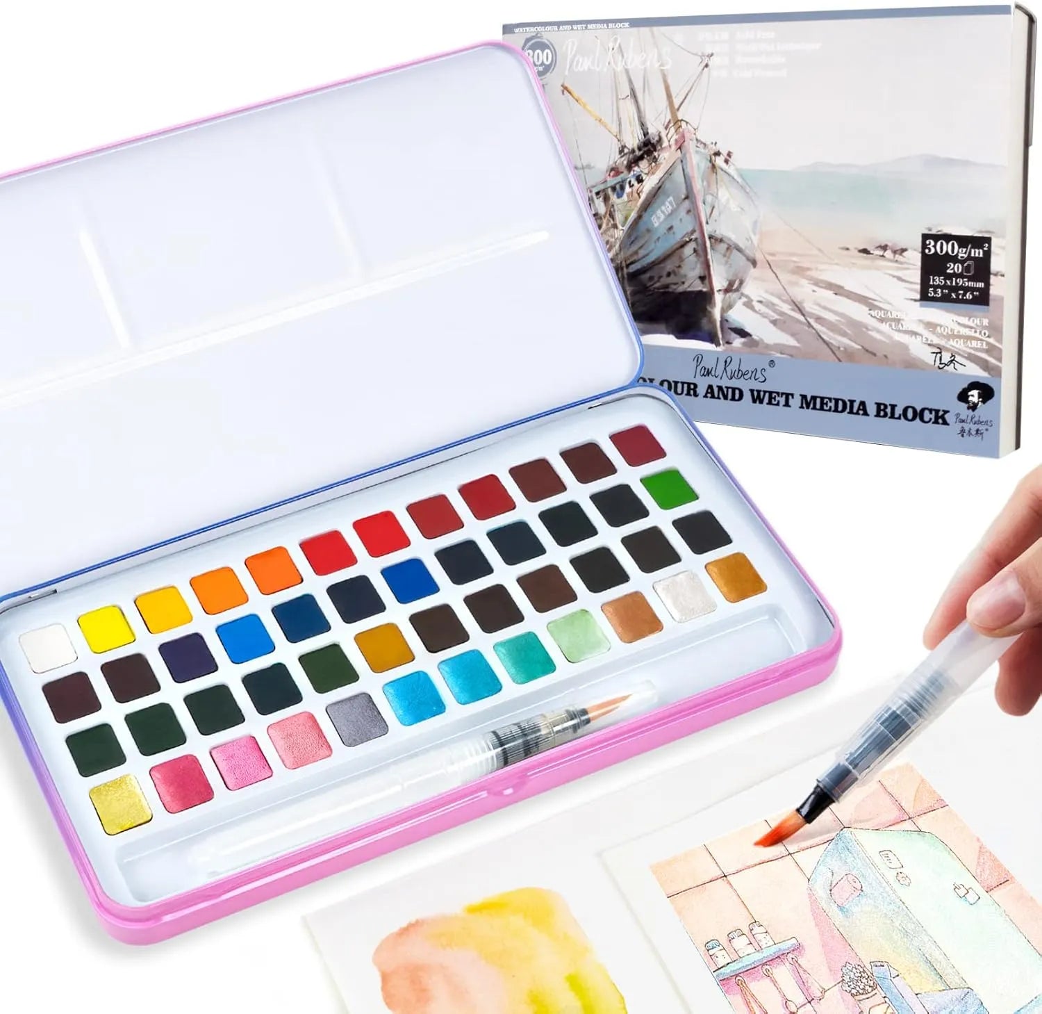 Paul Rubens Metallic Glitter Watercolor Paint Set Bundle Set 48 Colors