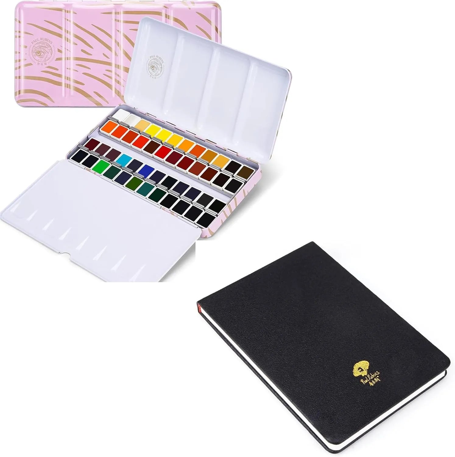 Paul Rubens Portable Watercolor Paint Set 48 Colors 20 Sheets (6x5 Hot Press Journal)