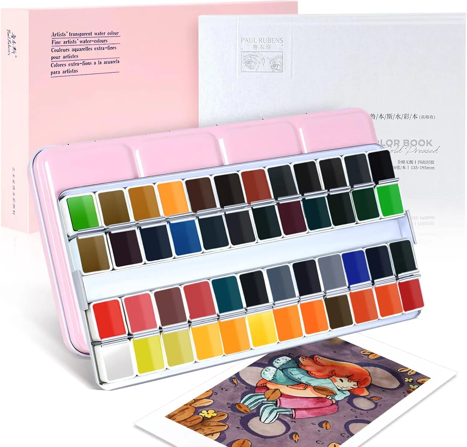 Paul Rubens Hot Press Watercolor Paint Set Bundle Set 48 Colors 100