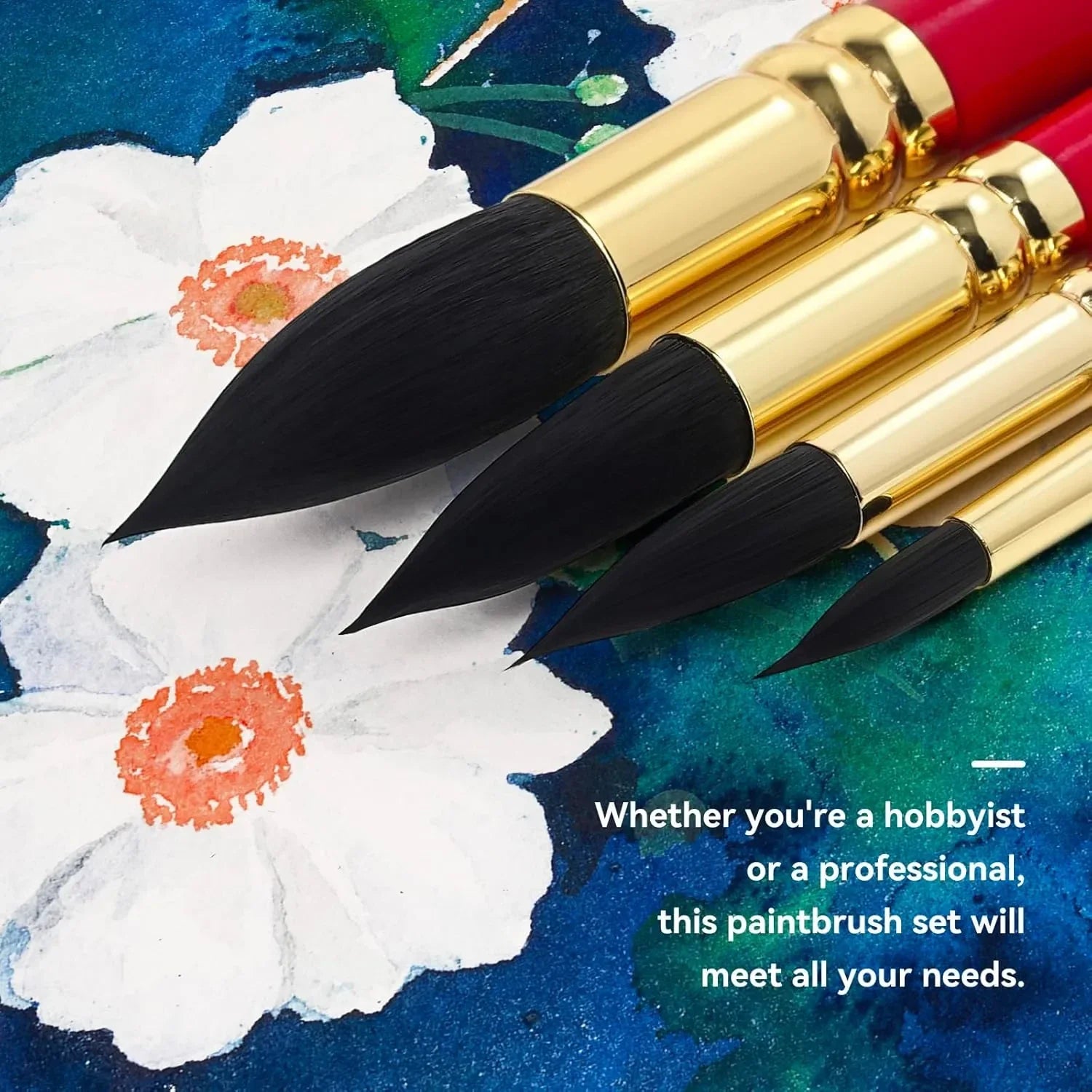 Paul Rubens 24 Vivid Floral Colors Watercolor Paint 0 2 4 6 Synthetic Squirrel Hair Paint Brushes kit