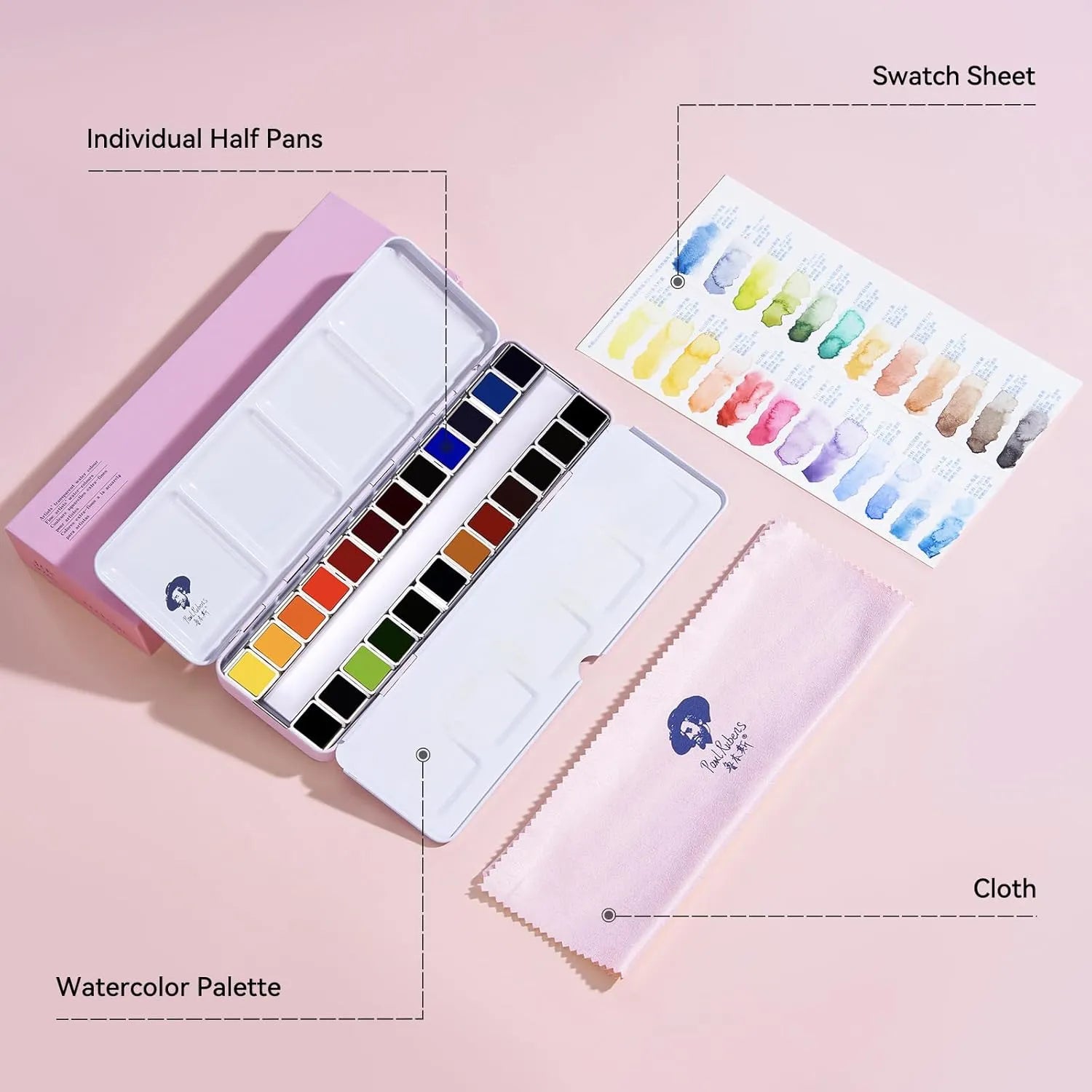 Paul Rubens Professional Watercolor Paint Set Bundle Set 24 Colors