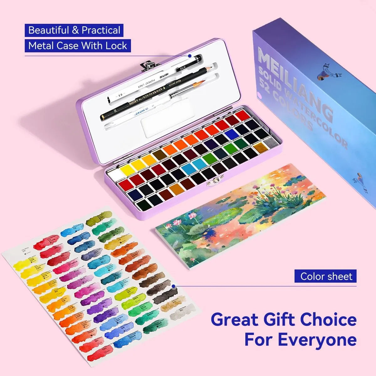 Paul Rubens Hot Press Watercolor Paint Set 24 Colors 20 Sheets (8x4 Organ Style)