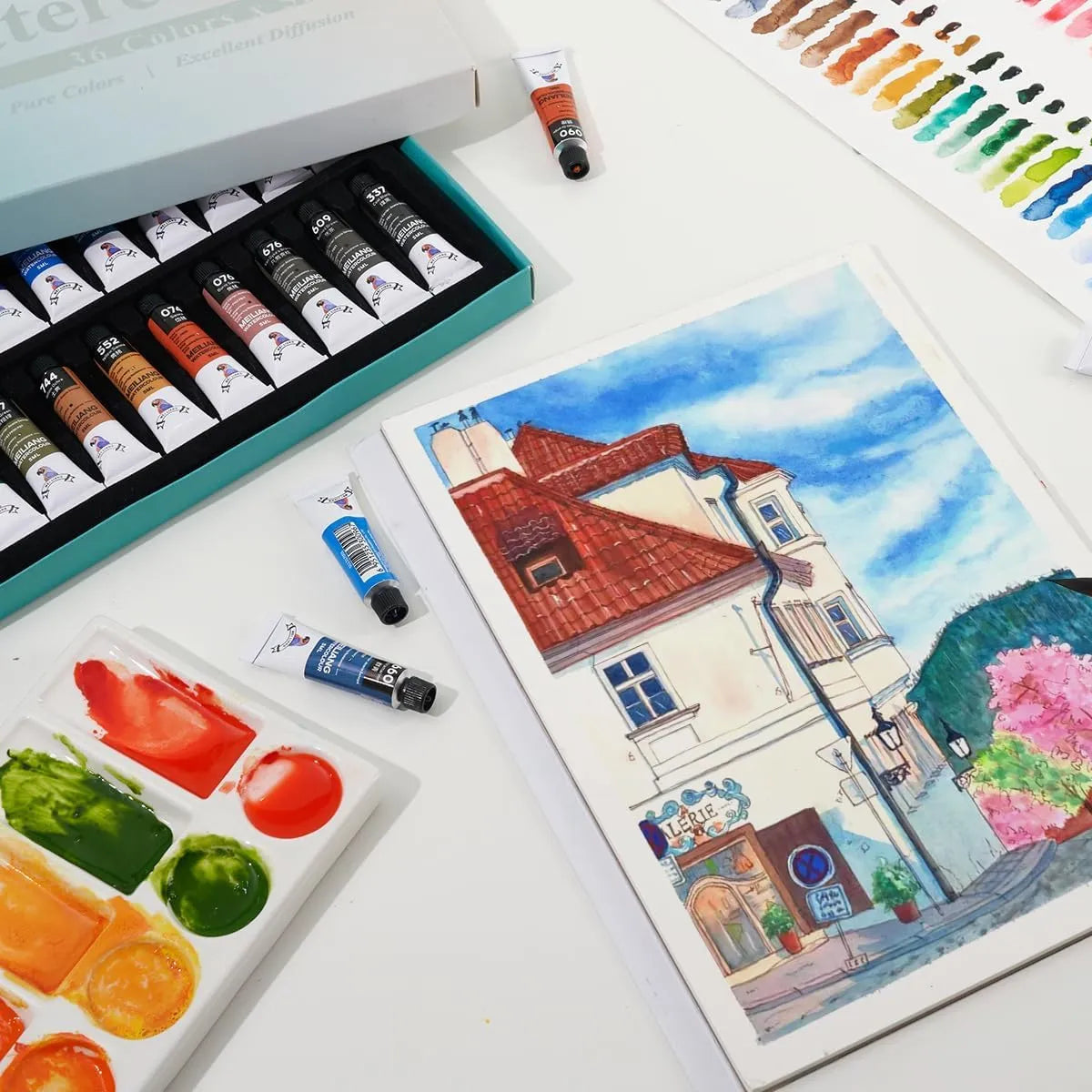 Paul Rubens Hot Press Watercolor Paint Set Bundle Set 36 Colors 12 (2x7 Meiliang)