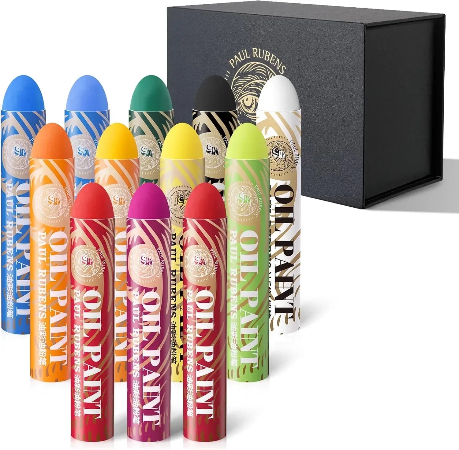 Paul Rubens 12 Vibrant Colors Extra Large Oil Pastels Set A 60g Extra Large White Oil Pastels Set (Pack of 2)