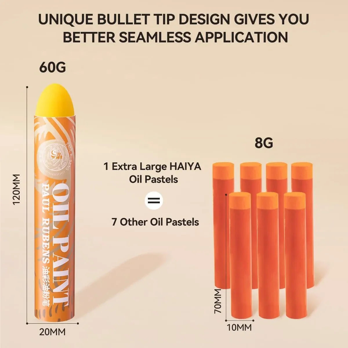 Paul Rubens 12 Vibrant Colors Extra Large Oil Pastels Set A 60g Ext (+ Black Set)