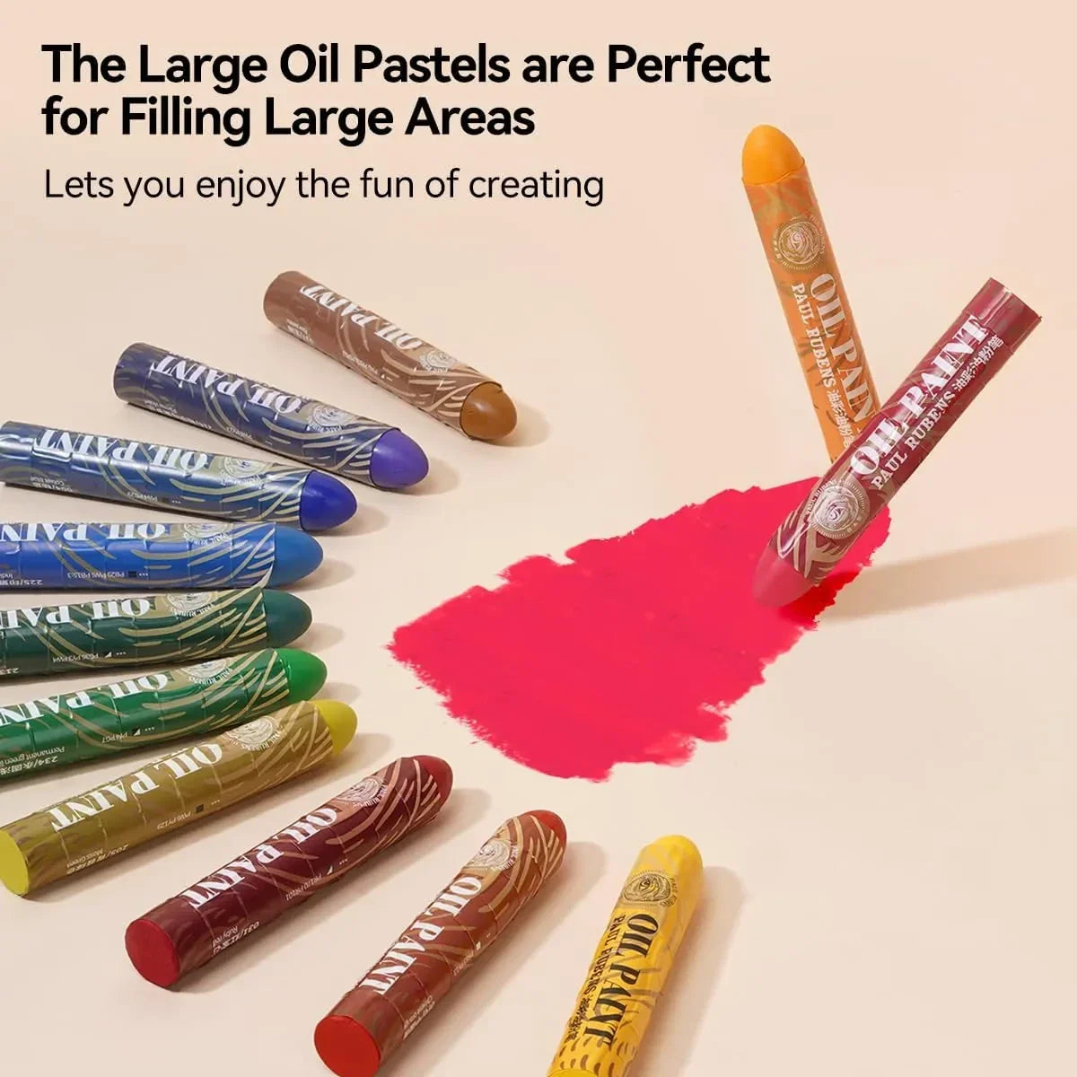 Paul Rubens 12 Vibrant Colors Extra Large Oil Pastels Set B 60g Extra Large Black Oil Pastels Set (Pack of 2)