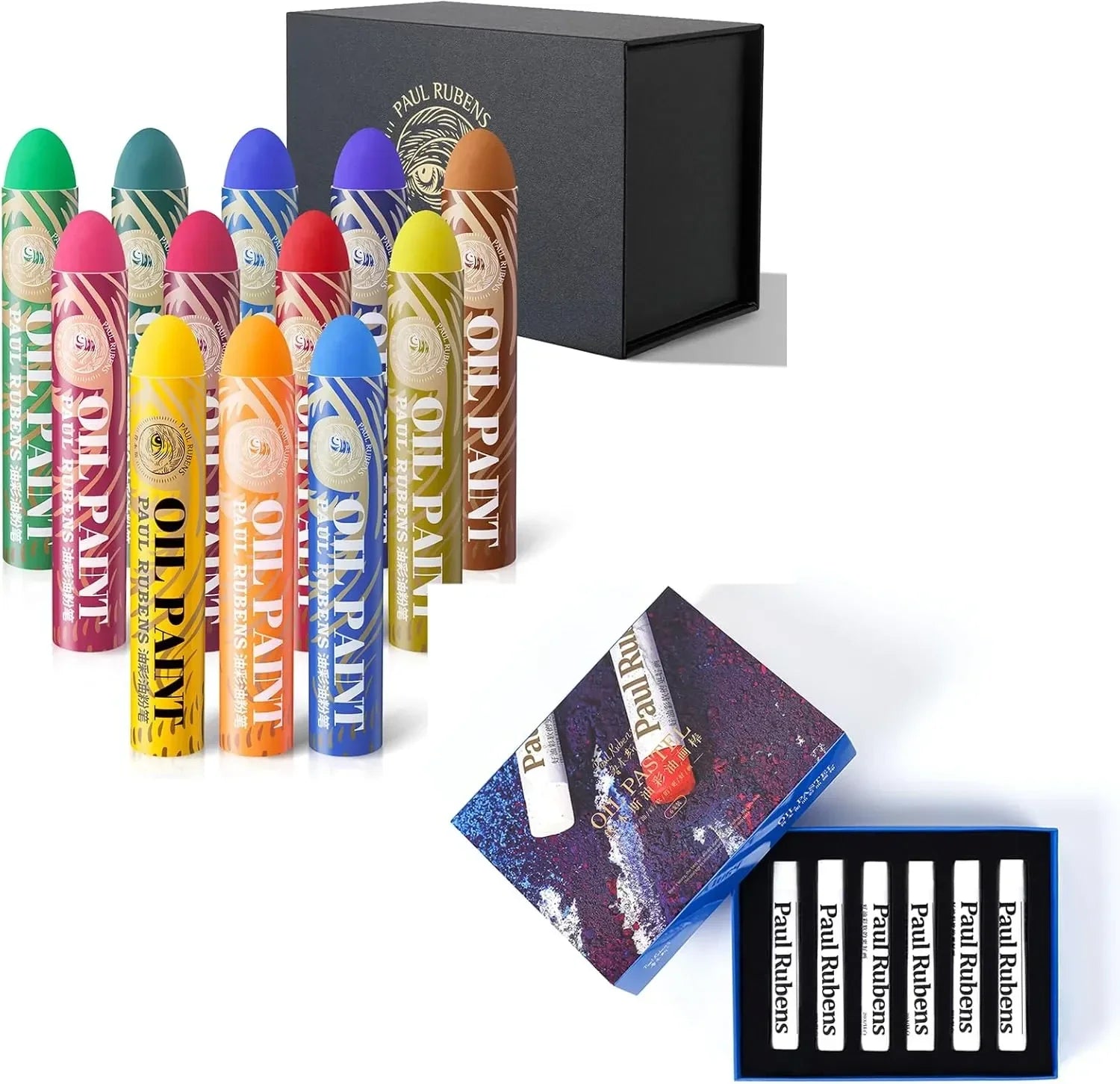 Paul Rubens 12 Vibrant Colors Extra Large Oil Pastels Set B 6 White