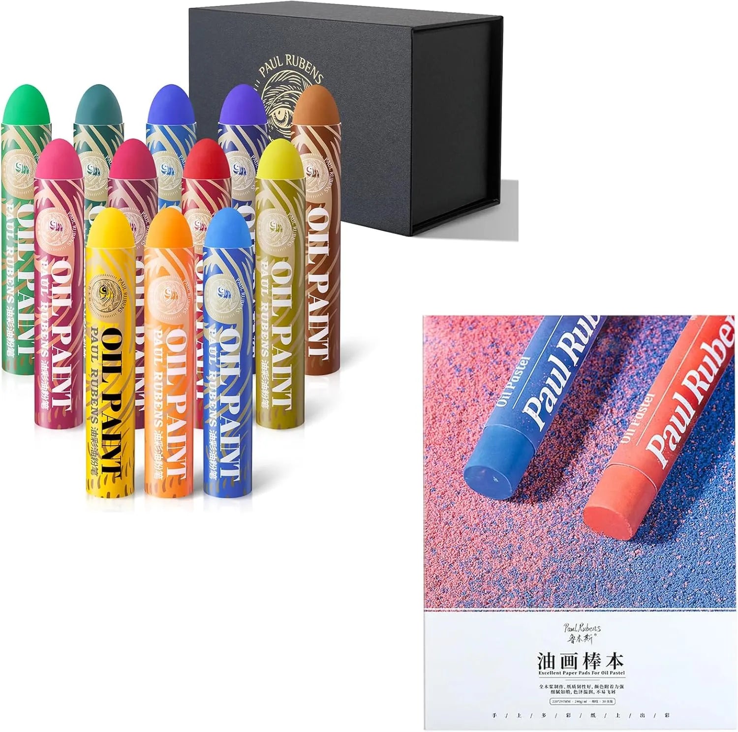 Paul Rubens Acid-Free Oil Pastel Set 12 Colors 30 Sheets (7x11)