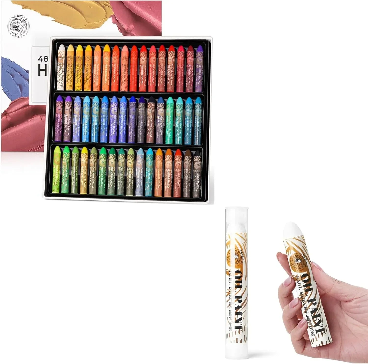 Paul Rubens 48 Vibrant Colors Oil Pastel Set 60g Extra Large White