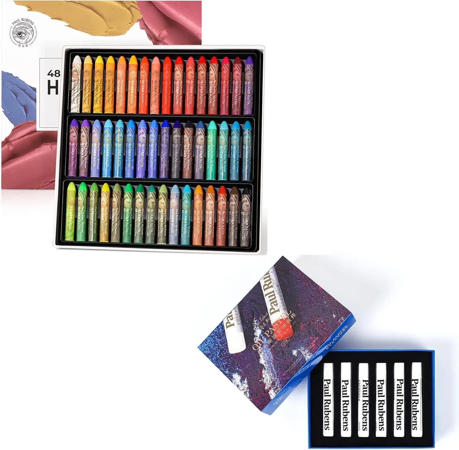 Paul Rubens 48 Vibrant Colors Oil Pastel Set 6 White Oil Pastel Set