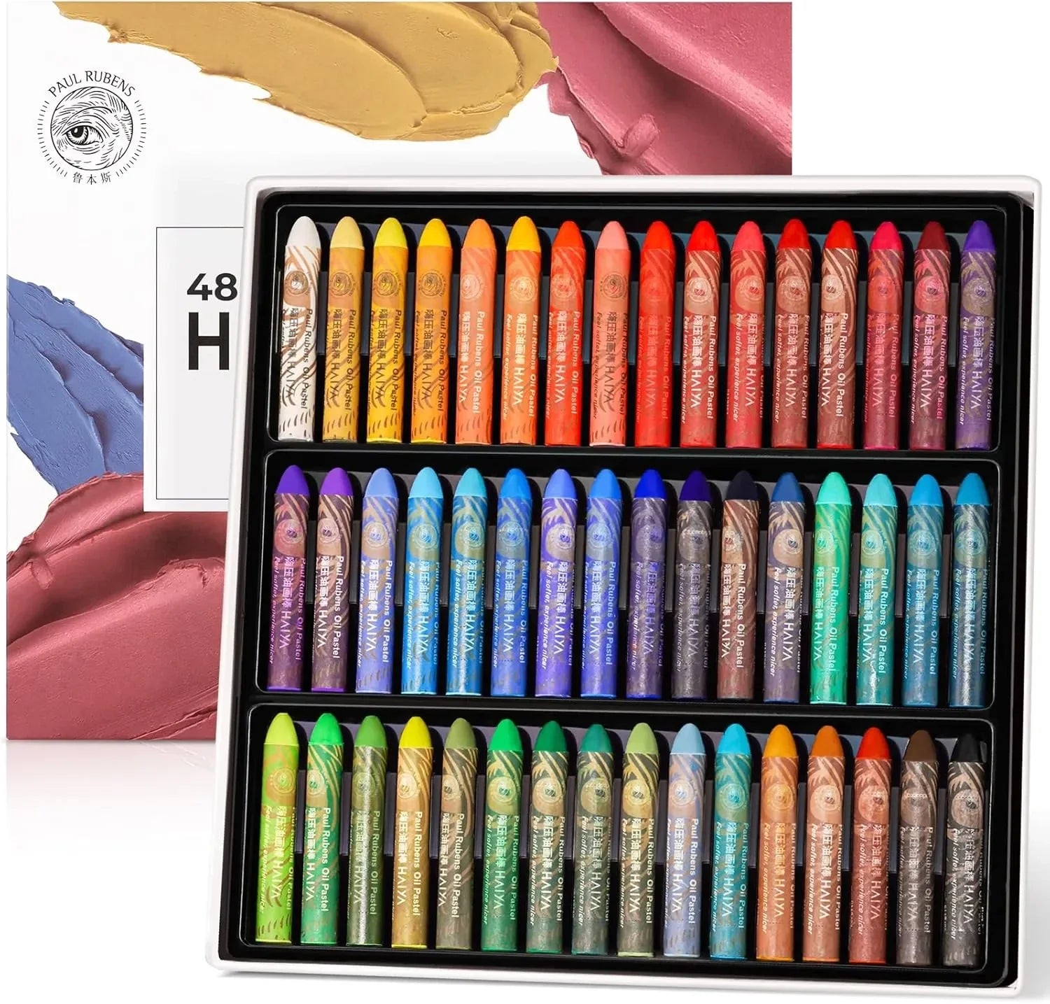 Paul Rubens 48 Vibrant Colors Oil Pastel Set 6 White Oil Pastel Set