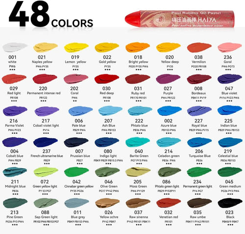 Paul Rubens Acid-Free Oil Pastel Set 48 Colors 30 Sheets