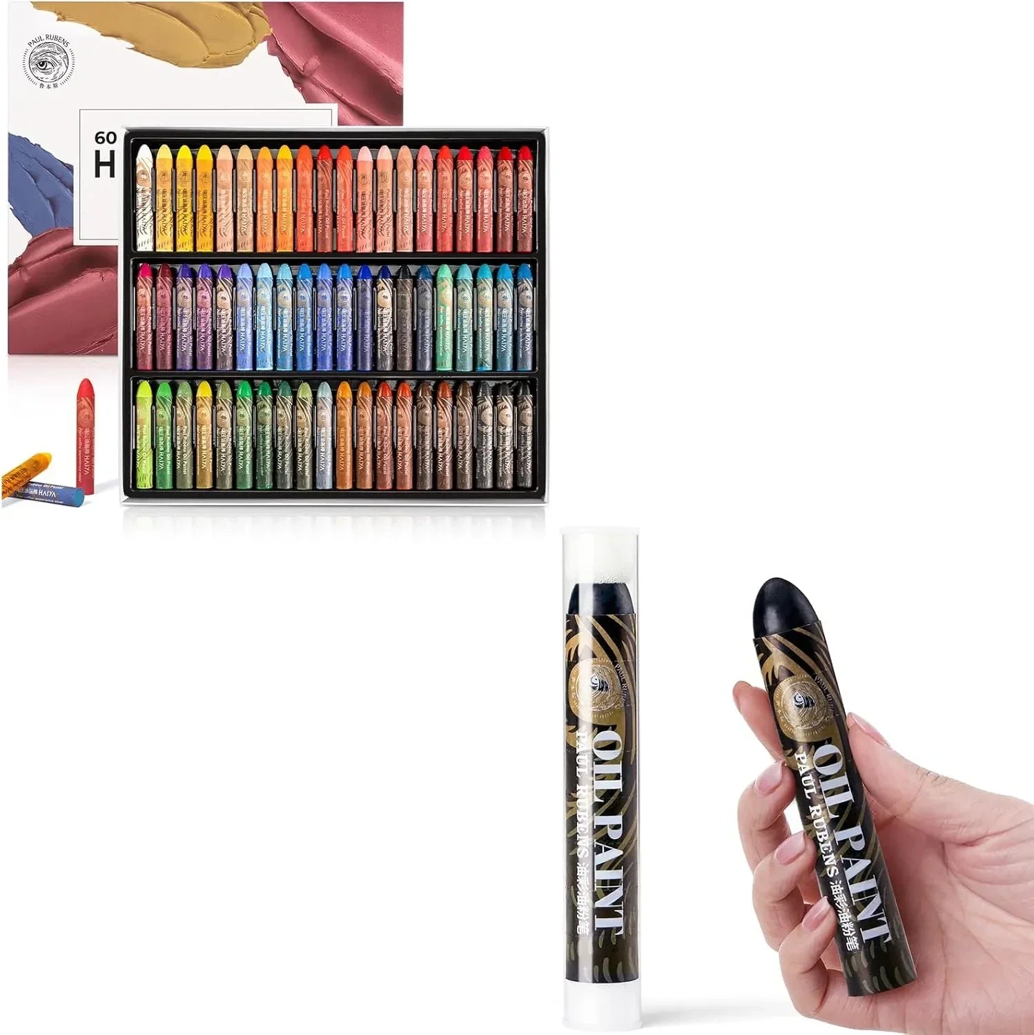 Paul Rubens 60 Vibrant Colors Oil Pastel Set 60g Extra Large Black