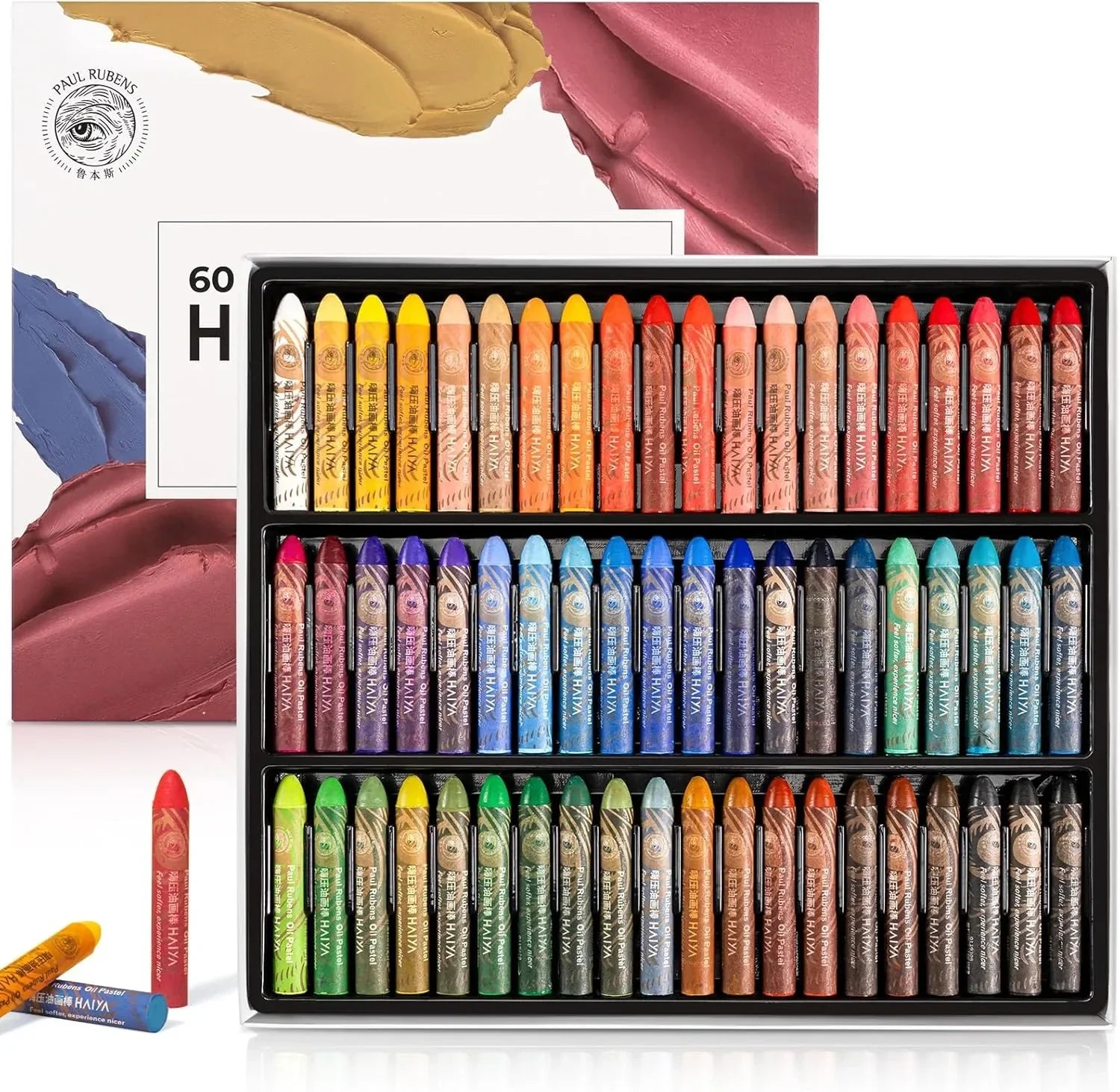 Paul Rubens 60 Vibrant Colors Oil Pastel Set 60g Extra Large Black