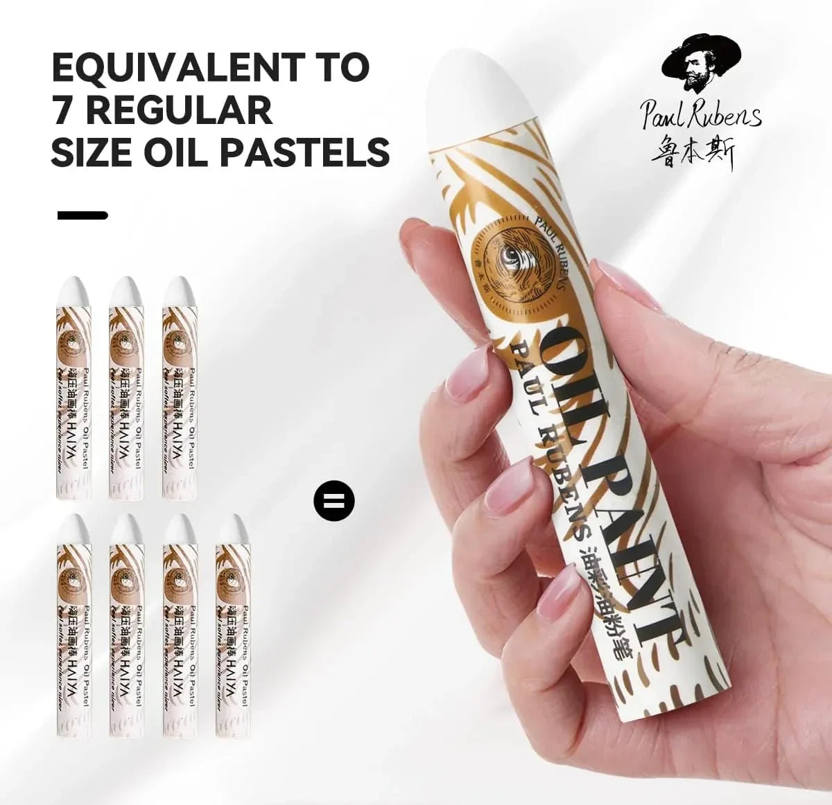 Paul Rubens Classic 50 Vibrant Colors Soft Oil Pastel Set 60g Extra Large White Oil Pastels Set (Pack of 2)