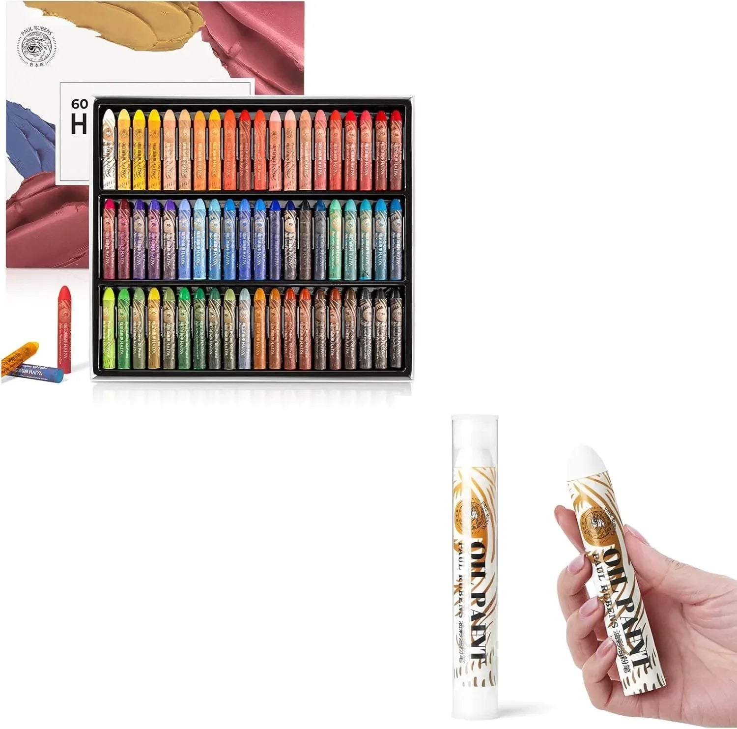 Paul Rubens 60 Vibrant Colors Oil Pastel Set 60g Extra Large White