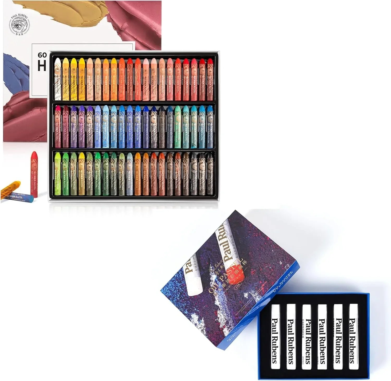 Paul Rubens 60 Vibrant Colors Oil Pastel Set 6 White Oil Pastel Set