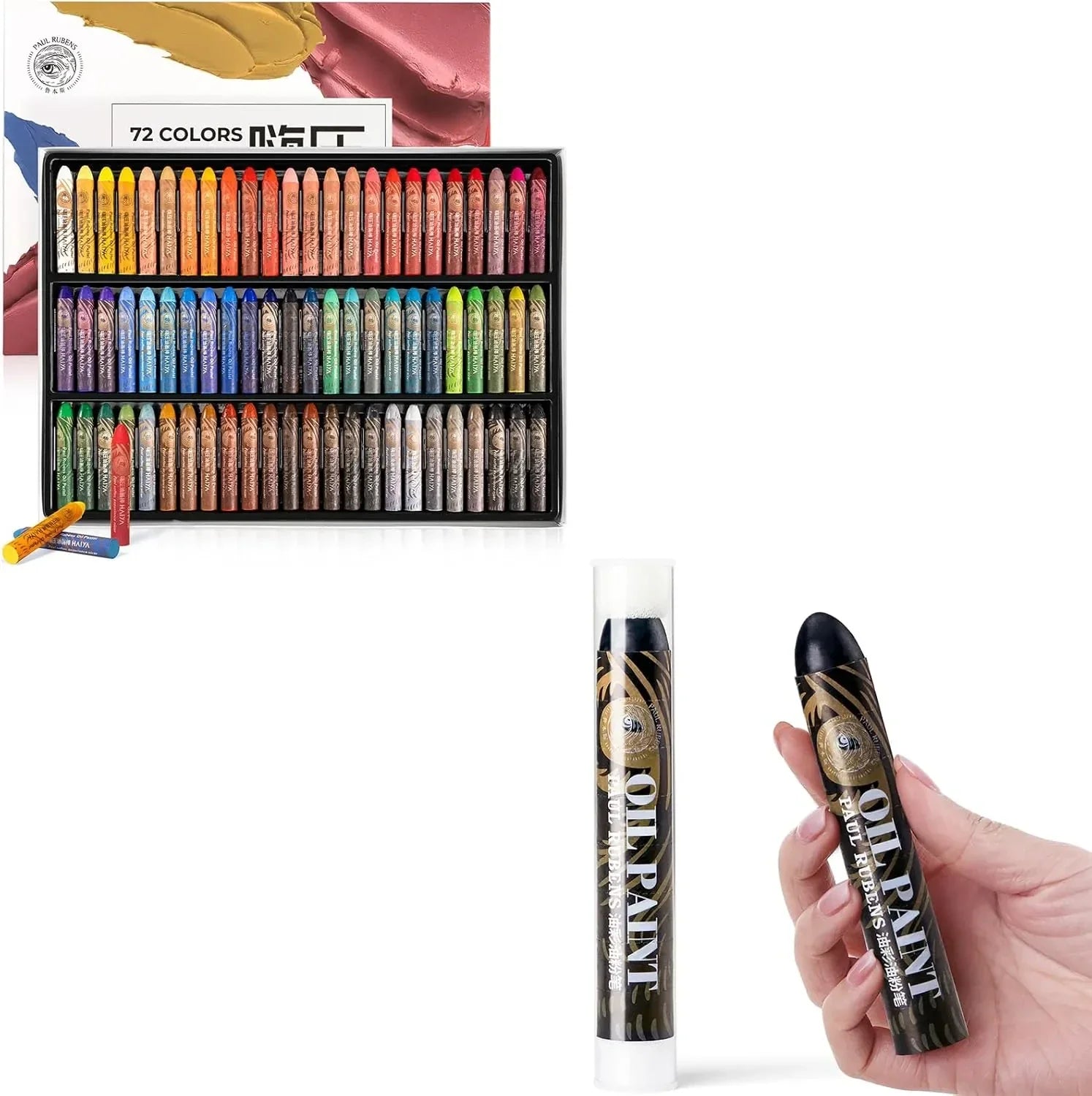 Paul Rubens 72 Vibrant Colors Oil Pastel Set 60g Extra Large Black