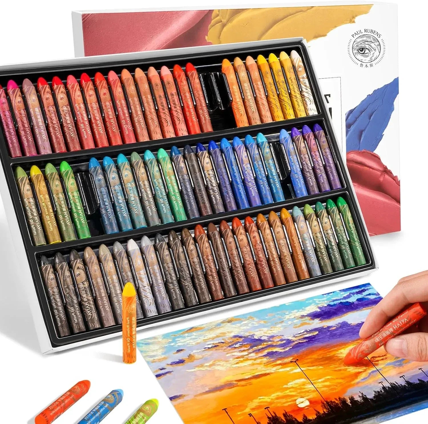 Paul Rubens 72 Vibrant Colors Oil Pastel Set Oil Pastels Paper