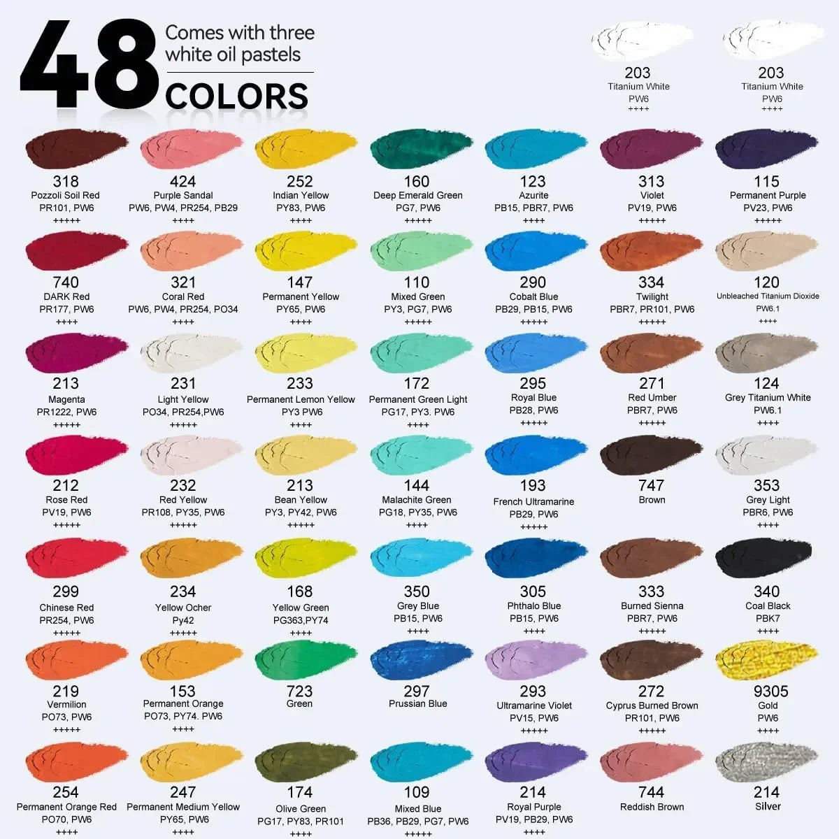 Paul Rubens Classic 50 Vibrant Colors Soft Oil Pastel Set 6 White Oil Pastel Set