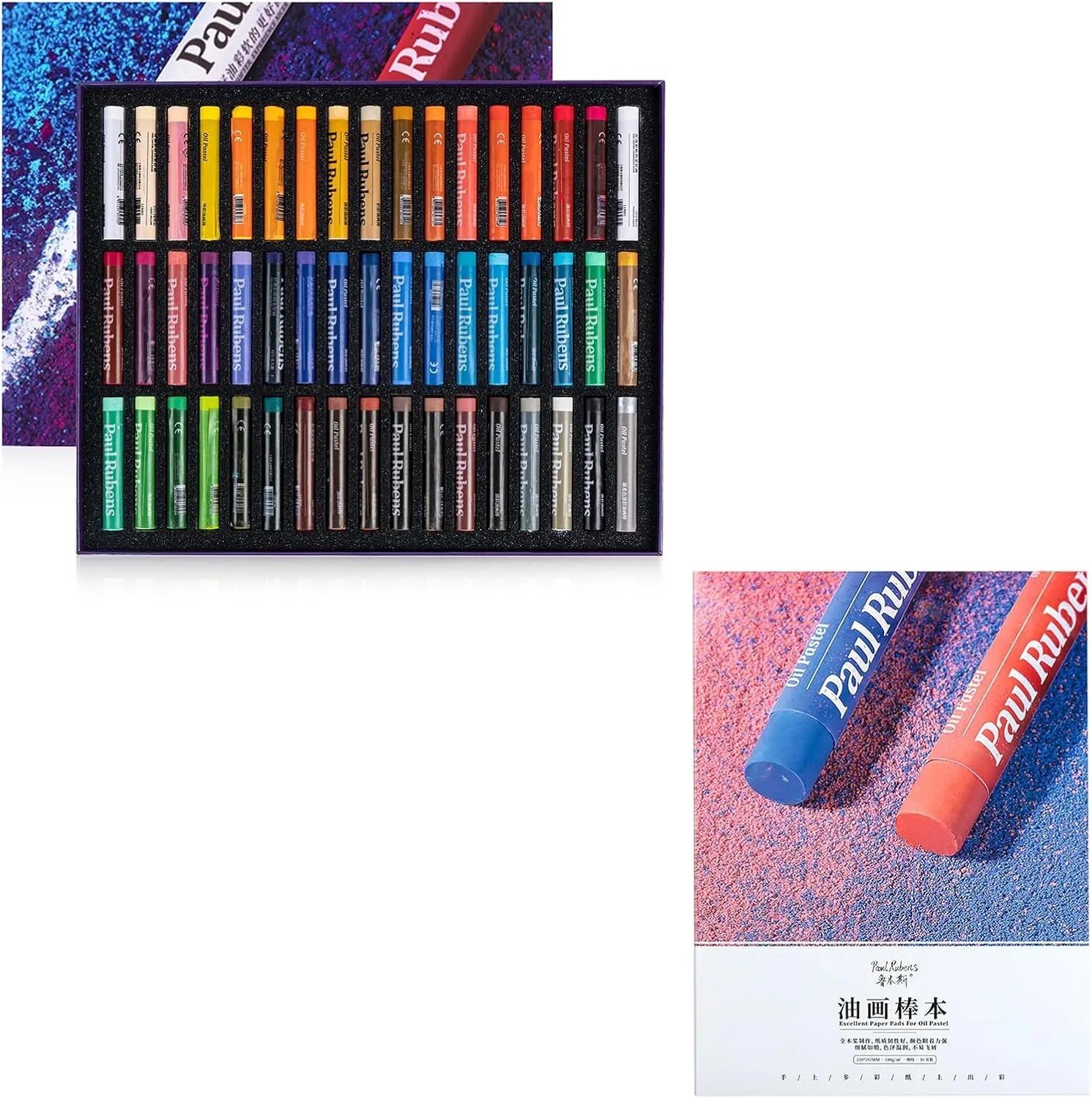Paul Rubens Acid-Free Oil Pastel Set 50 Colors 30 Sheets