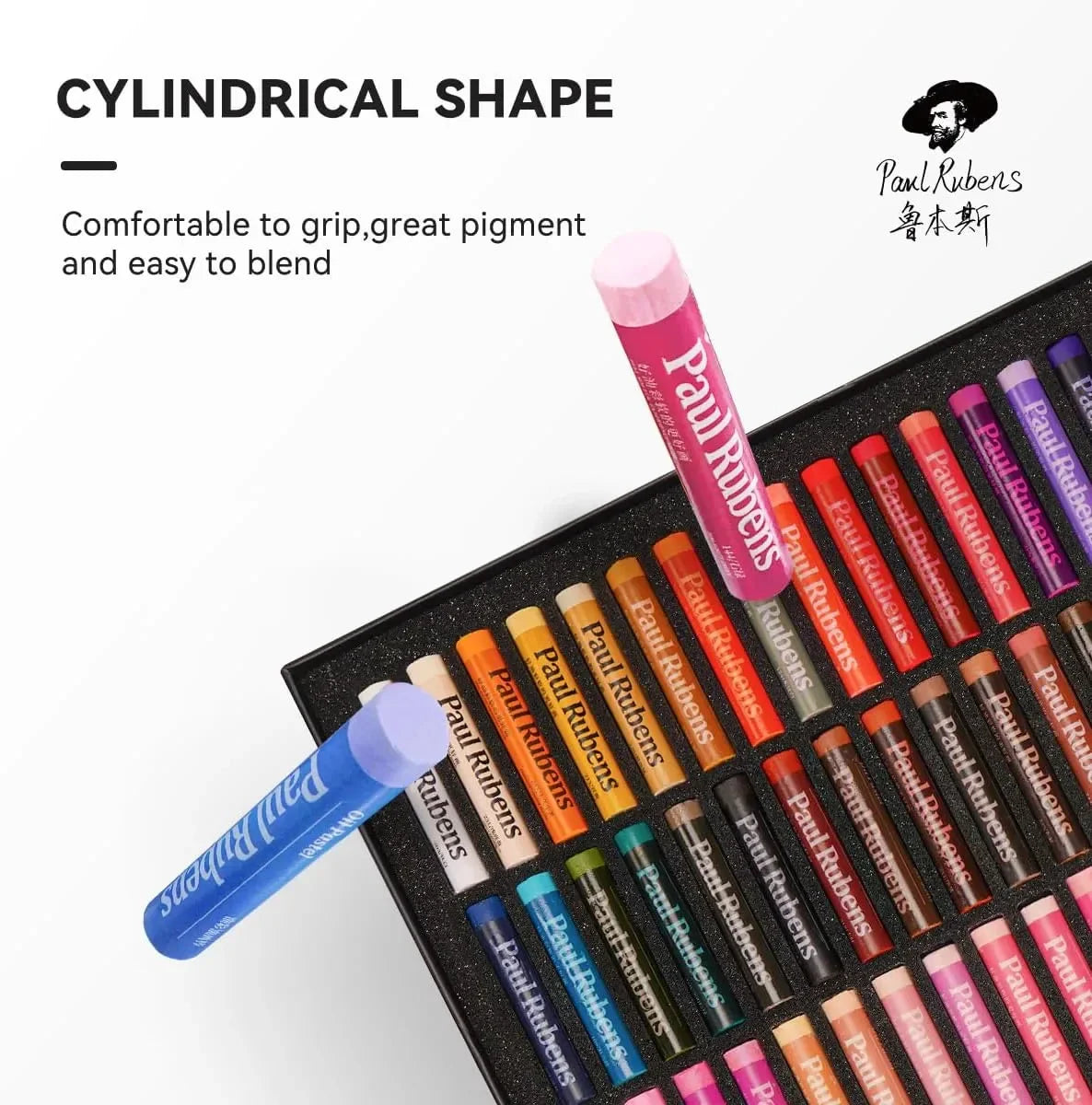 Paul Rubens Oil Pastels for Artists, 72 Floral Colors Artist Soft Oil Pastel Set 60g Extra Large Black Oil Pastels Set (Pack of 2)