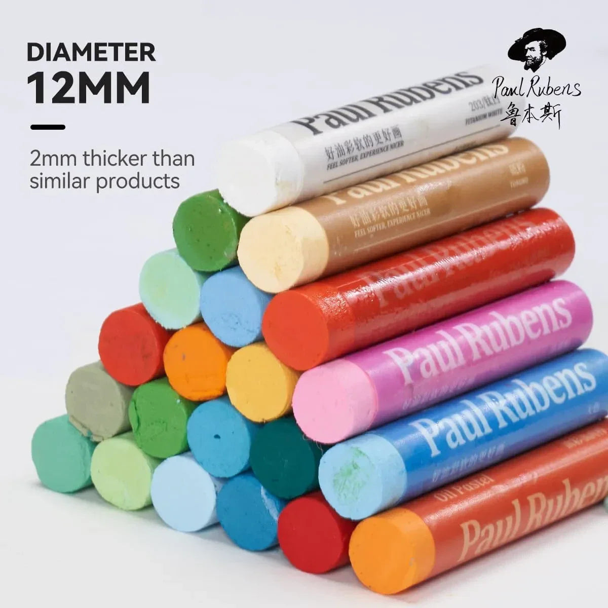 Paul Rubens Oil Pastels for Artists, 72 Landscapes Colors Artist Soft Oil Pastel Set 60g Extra Large Black Oil Pastels Set (Pack of 2)