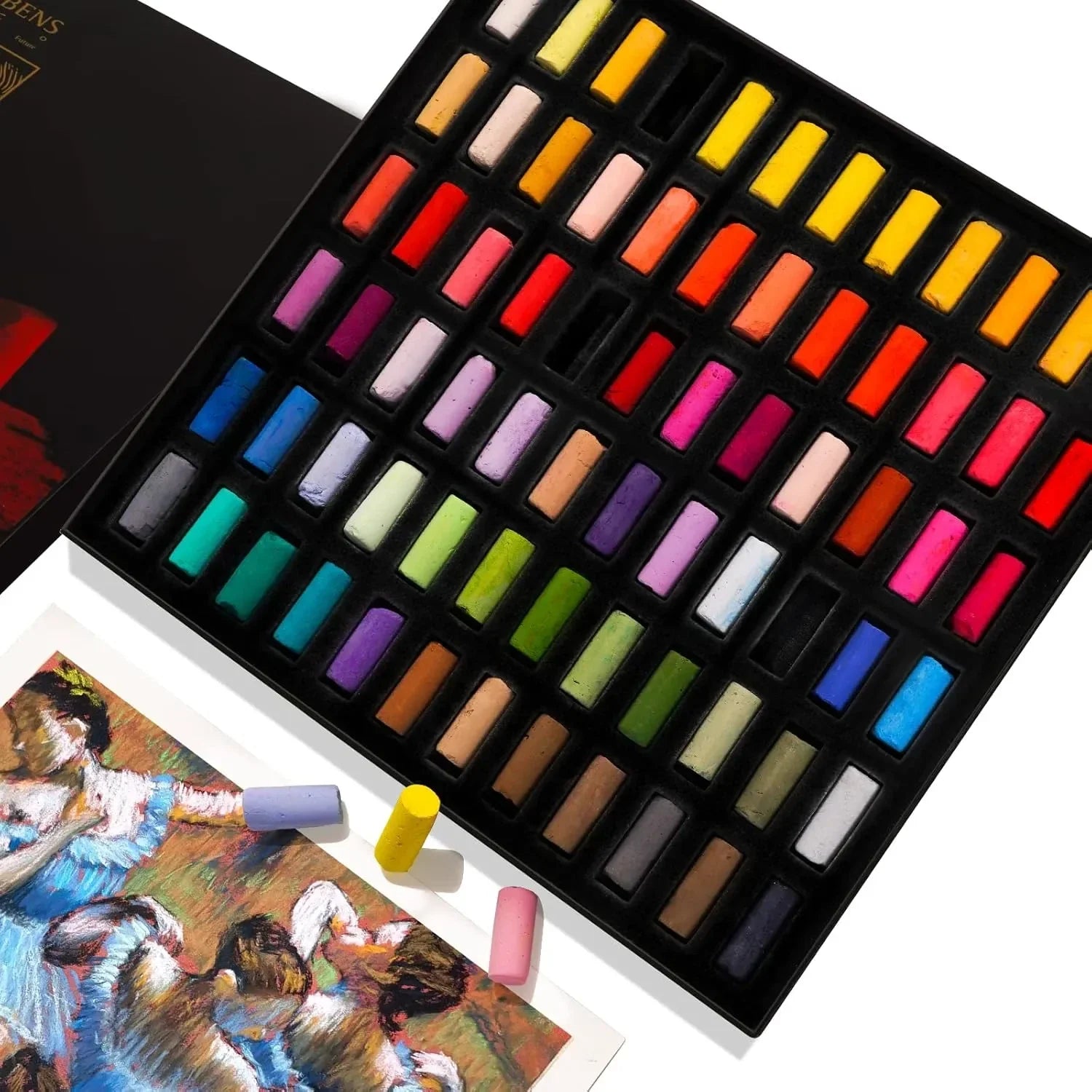 Paul Rubens Metallic Glitter Watercolor Paint Set 72 Colors (Pink Case Soft Chalk)