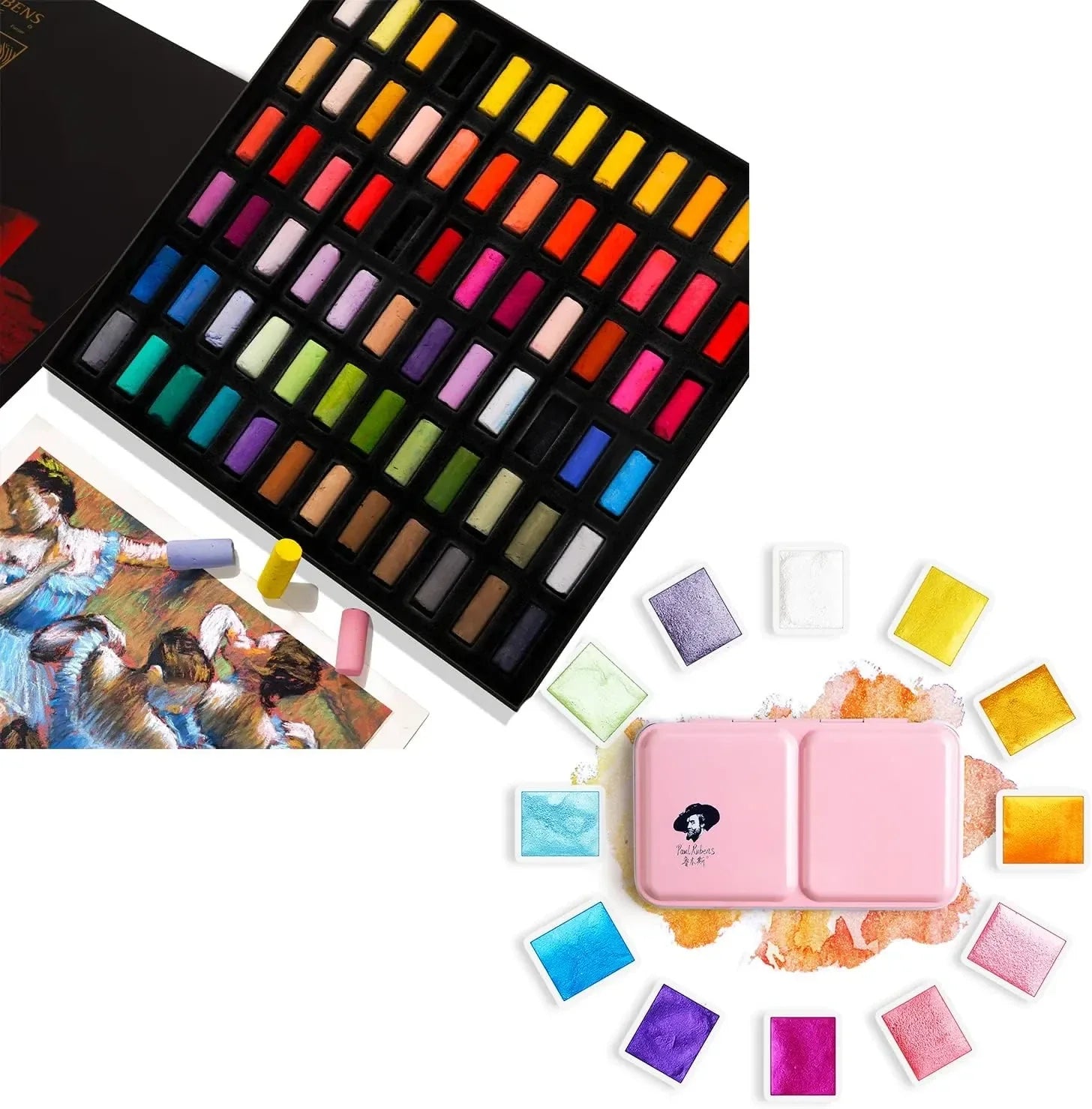 Paul Rubens Metallic Glitter Watercolor Paint Set 72 Colors (Soft Chalk)