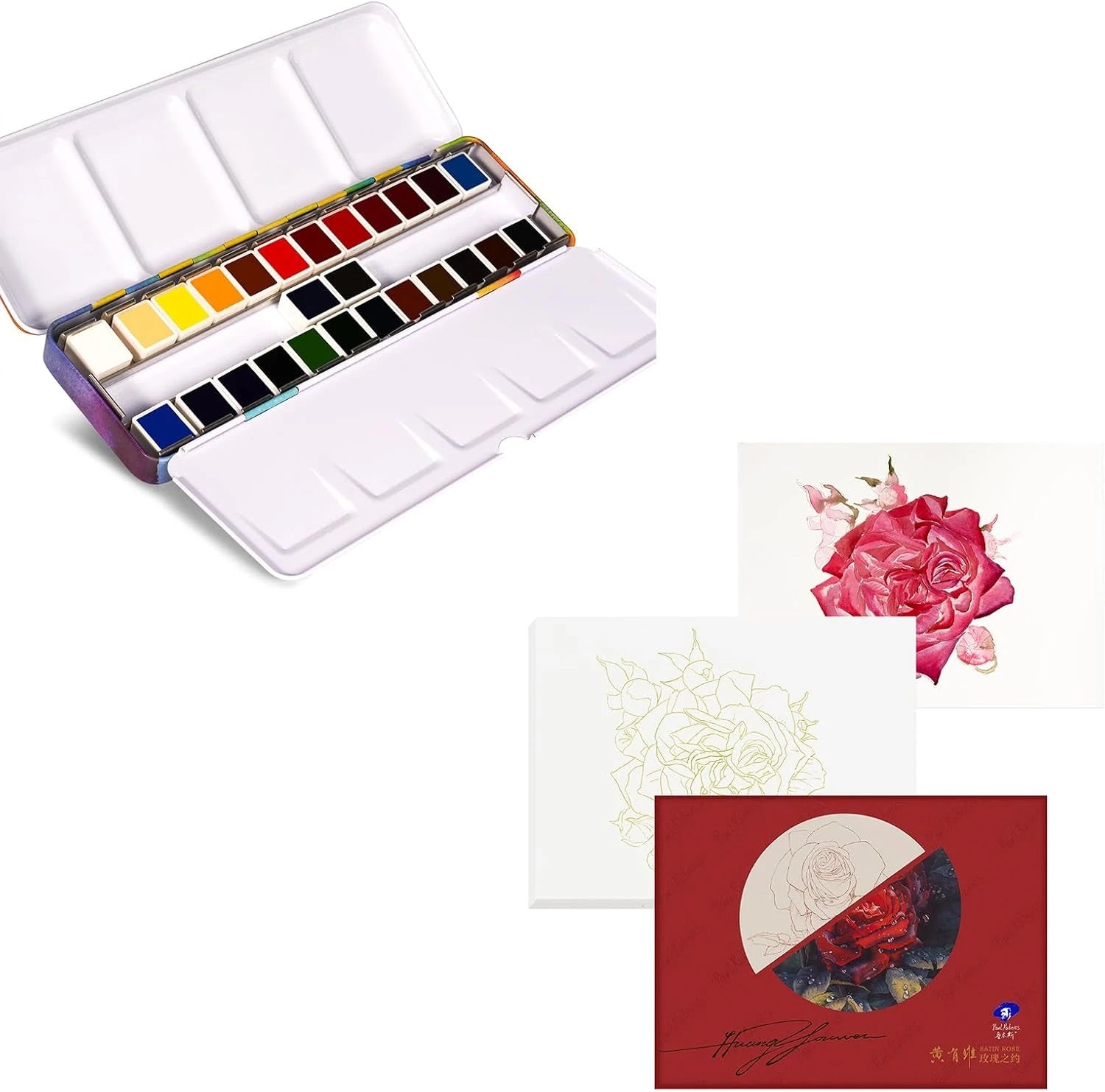 Paul Rubens Hot Press Watercolor Paint Set Bundle Set 24 Colors 12