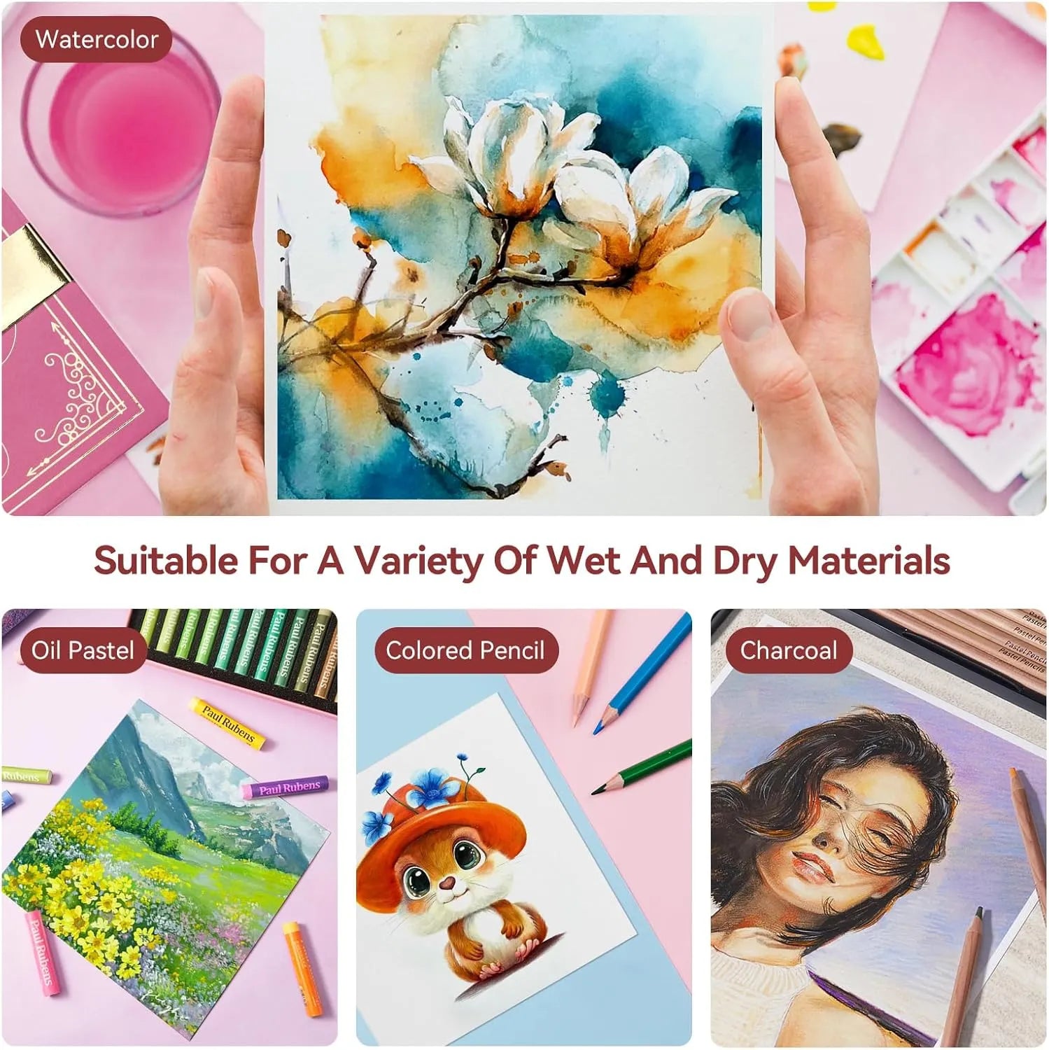 Paul Rubens Pink Organ Style Watercolor Journal