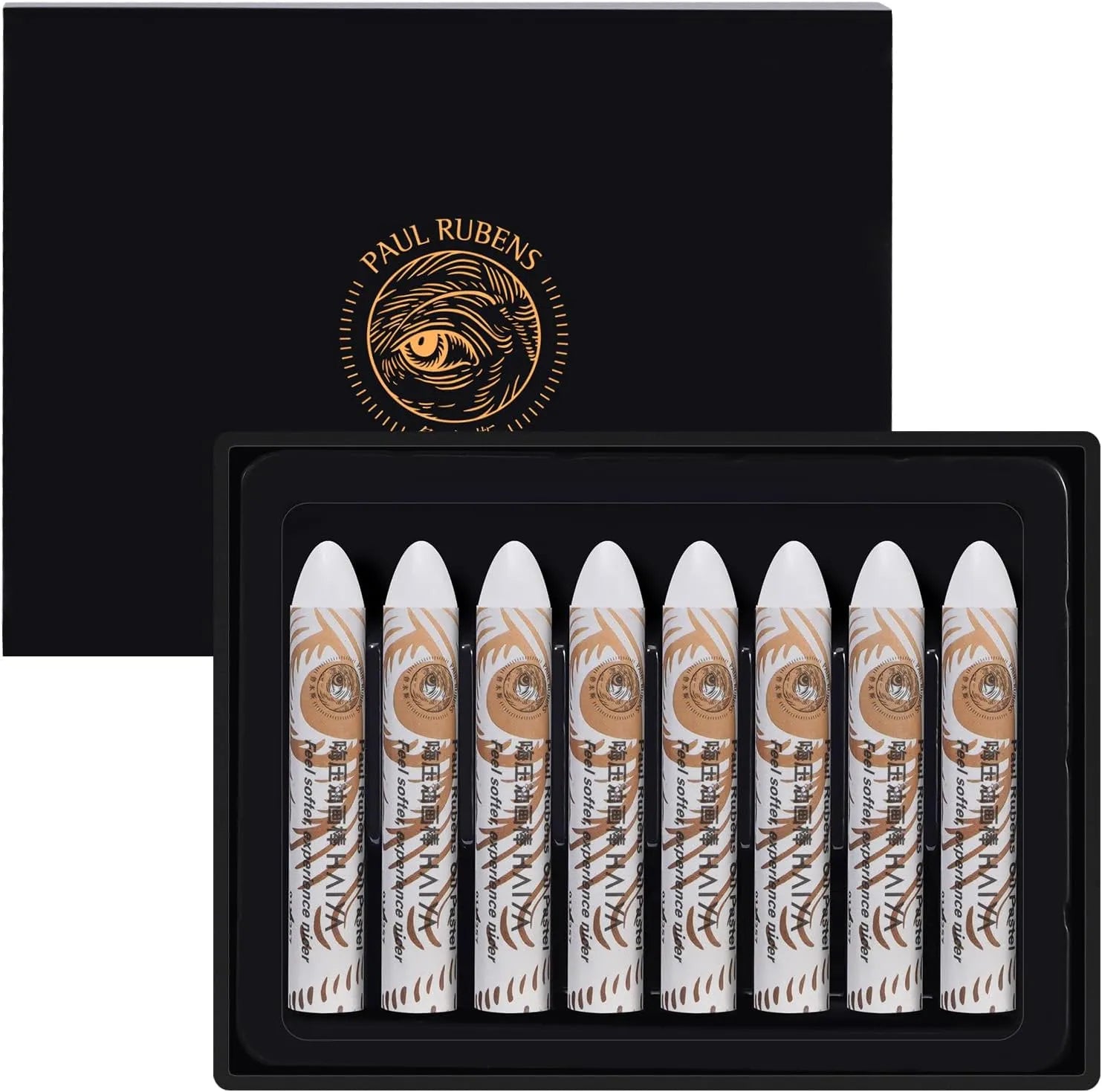 Paul Rubens White Oil Pastels 8 Pack Ultra-Soft Blendable Bullet Tip Art Supplies